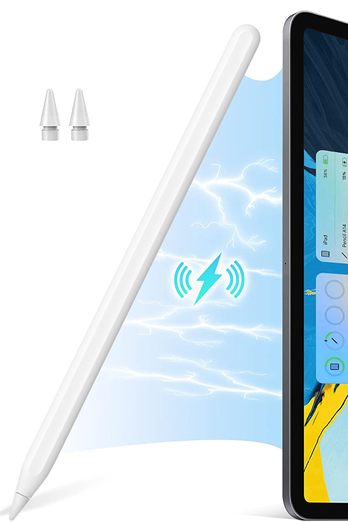NovStrap Apple iPad Air 4/5 Nesil 10.9 inç ile Uyumlu Dokunmatik Tablet Kalemi 2. Nesil Smart Pencil Stylus Manyetik Şarj Avuç İçi Reddi