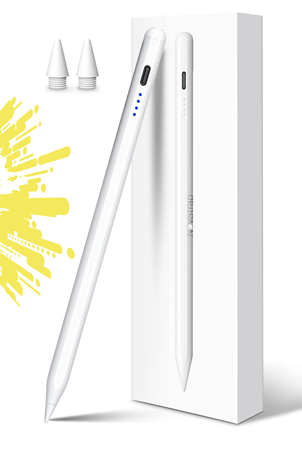 NovStrap Apple iPad 10. Nesil 11. Nesil A16 10.9 inç ile Uyumlu Dokunmatik Tablet Kalemi DZ900 Gen3 Stylus Pencil Avuç İçi Reddi 2 Adet Yedek Uç