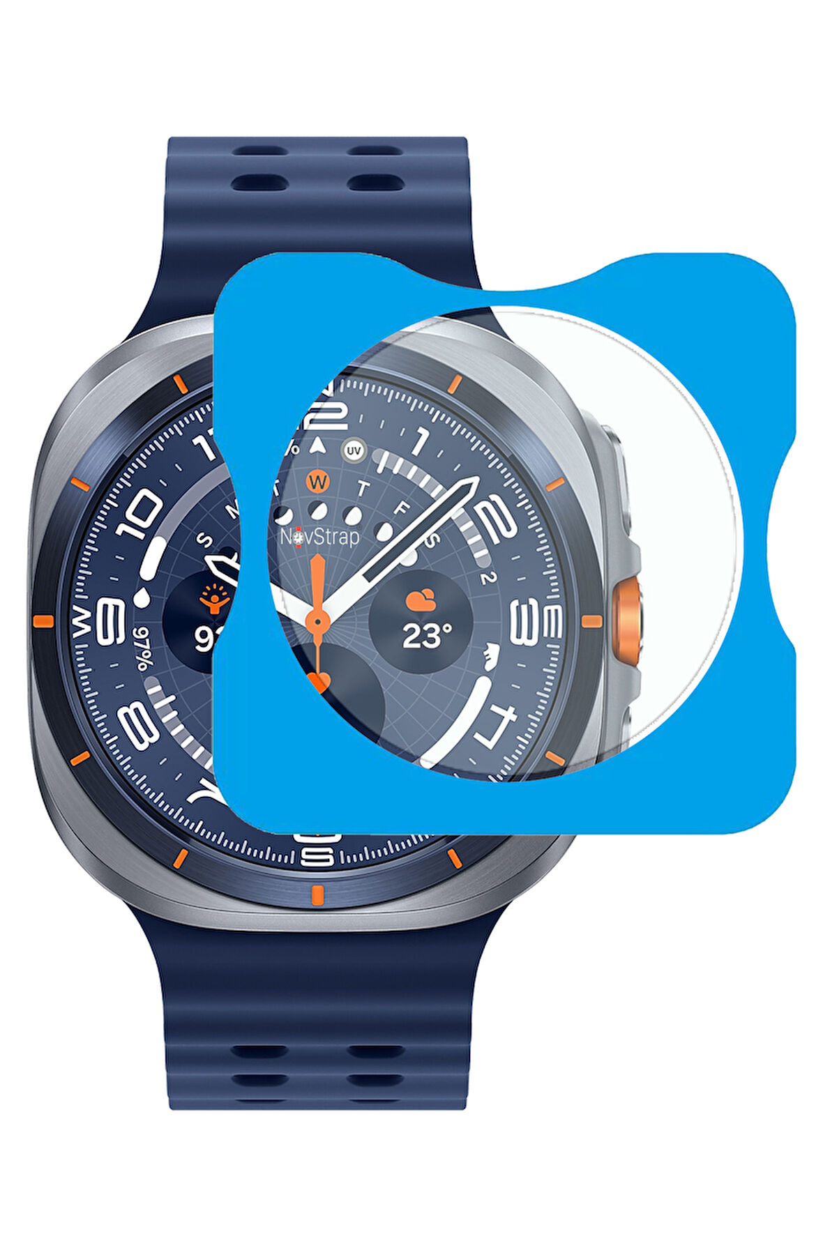 NovStrap Samsung Galaxy Watch Ultra (2025) 47mm ile Uyumlu Ekran Koruyucu 9H Temperli Cam Kolay Uygulama Aparatlı