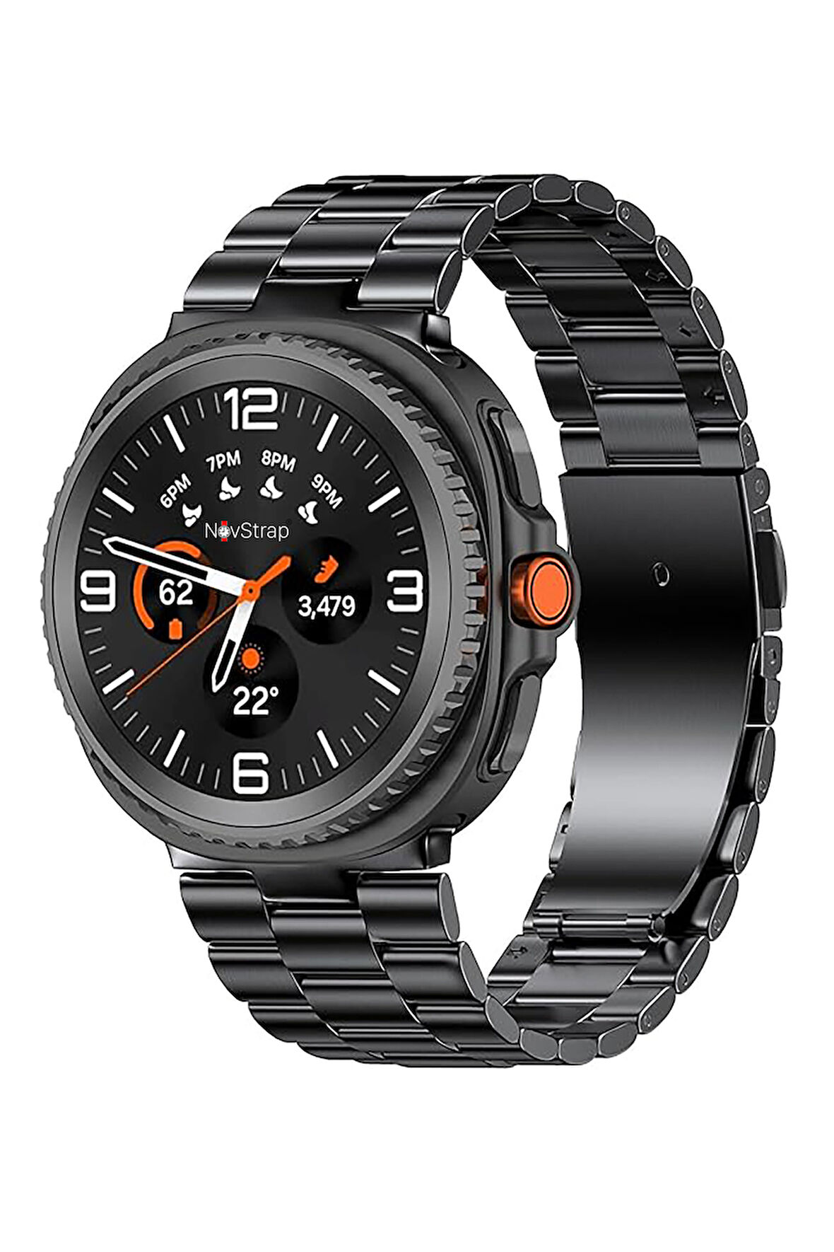 NovStrap Samsung Galaxy Watch 8 40mm 44mm Classic 46mm ile Uyumlu Kordon Klasik Çelik Metal Kordon
