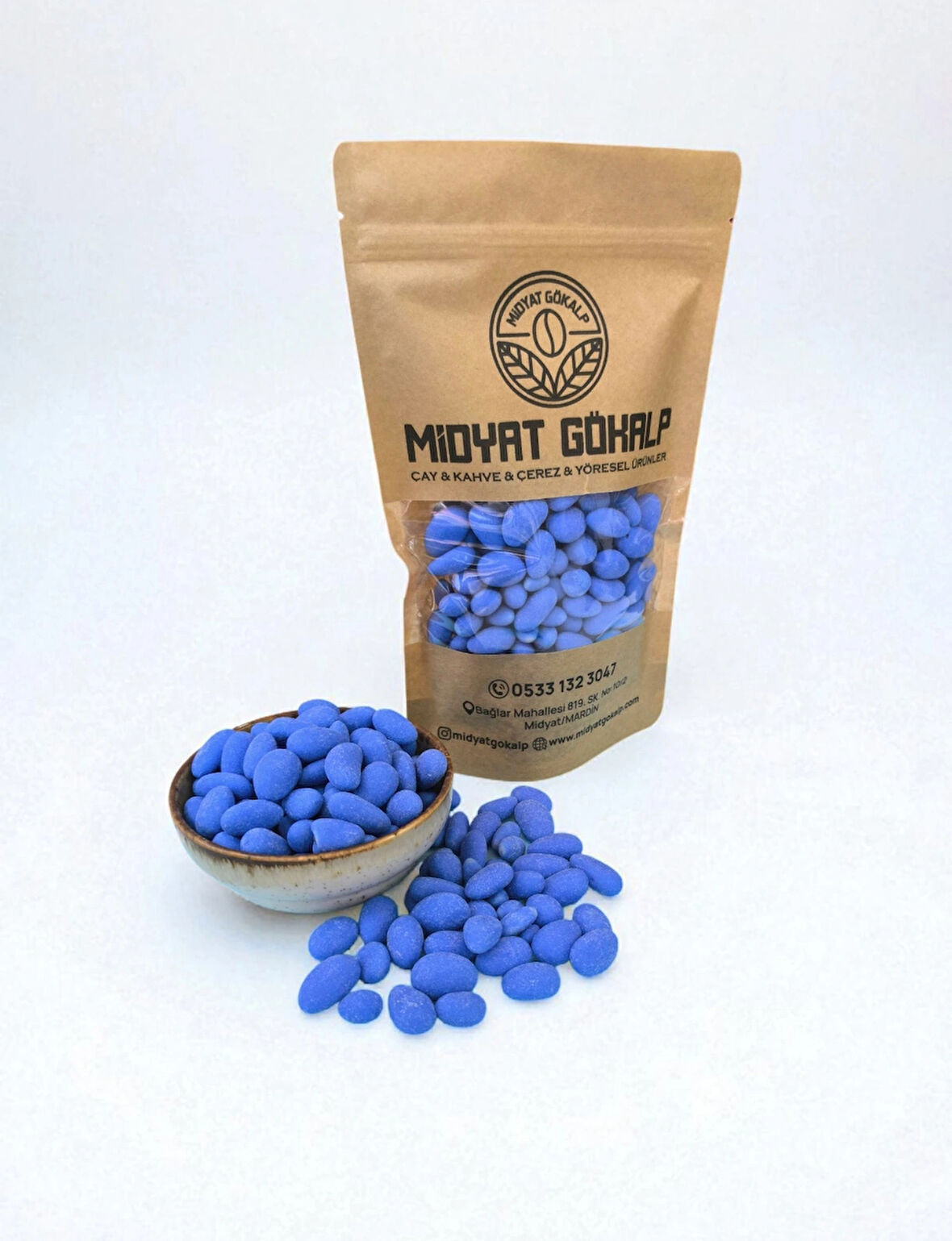 MİDYATGÖKALP MARDİN YÖRESEL BADEM ŞEKERİ MAVİ 1000 GR