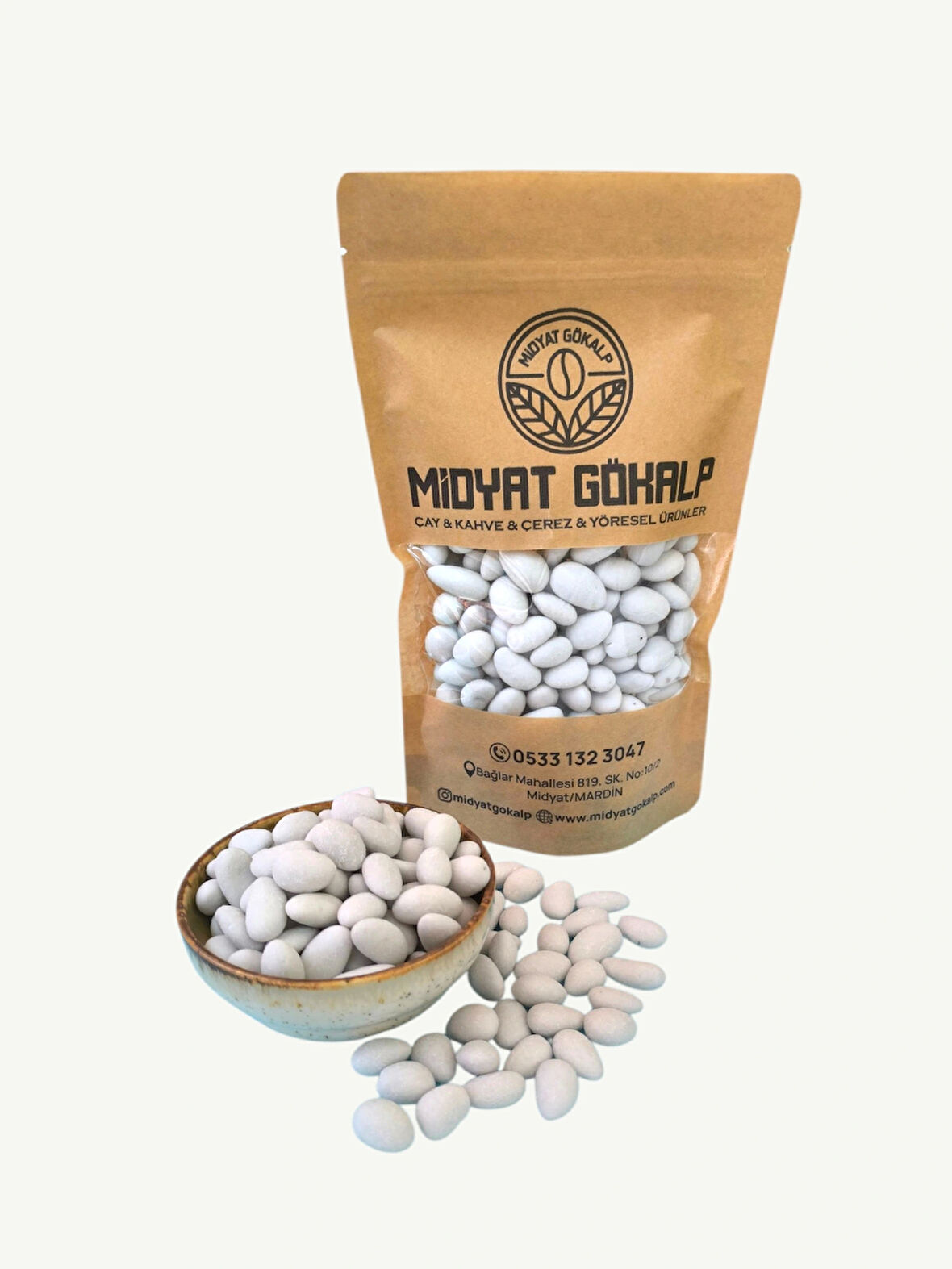 MİDYATGÖKALP MARDİN YÖRESEL BADEM ŞEKERİ BEYAZ 1000 GR