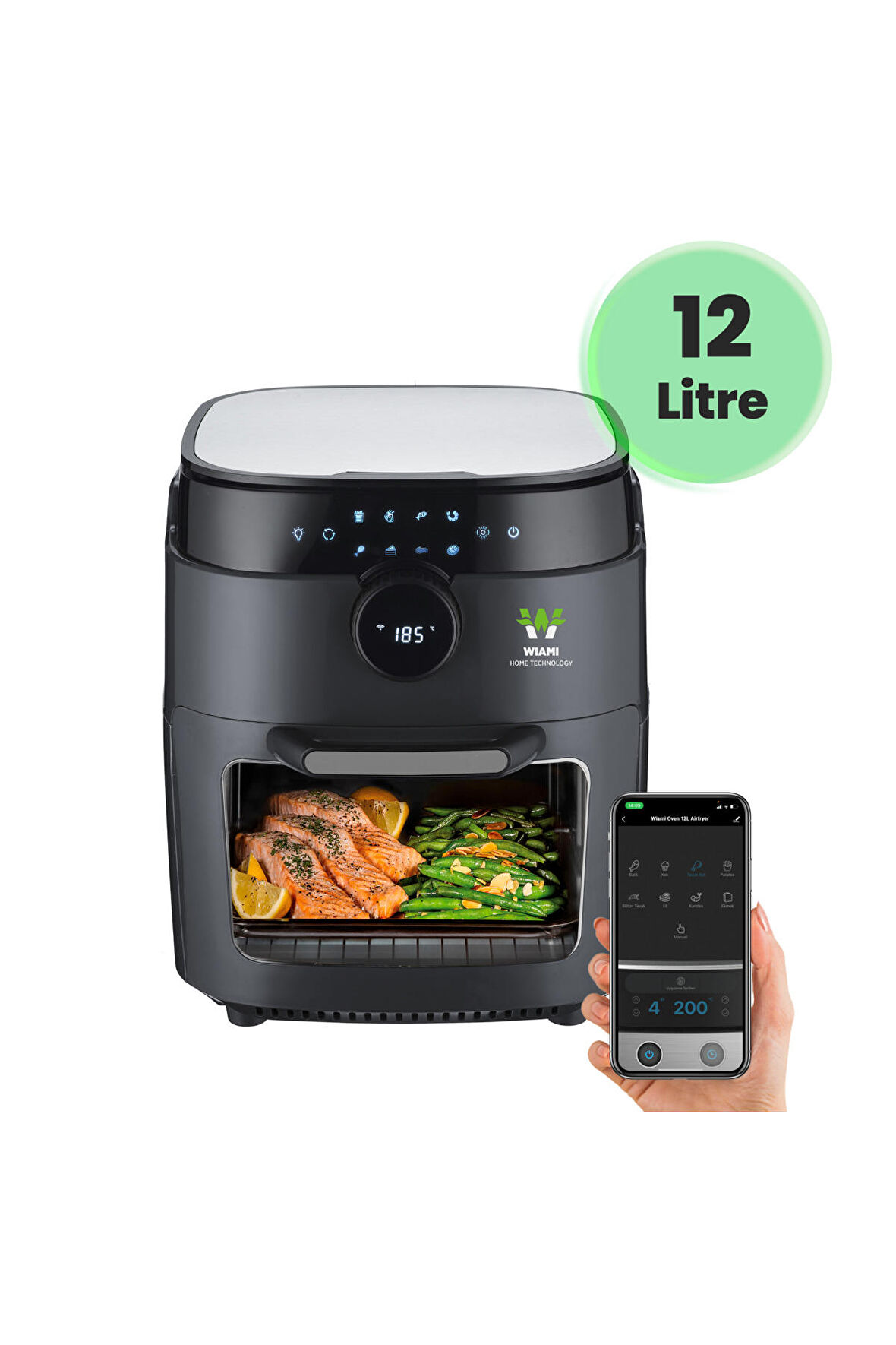 Air Fryer 12 Litre Siyah Oven Akıllı Fritöz