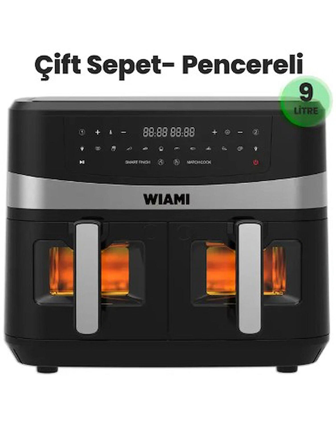 Wiami Airfryer 9 Lt Çift Sepet Camlı Akıllı Yağsız Hava