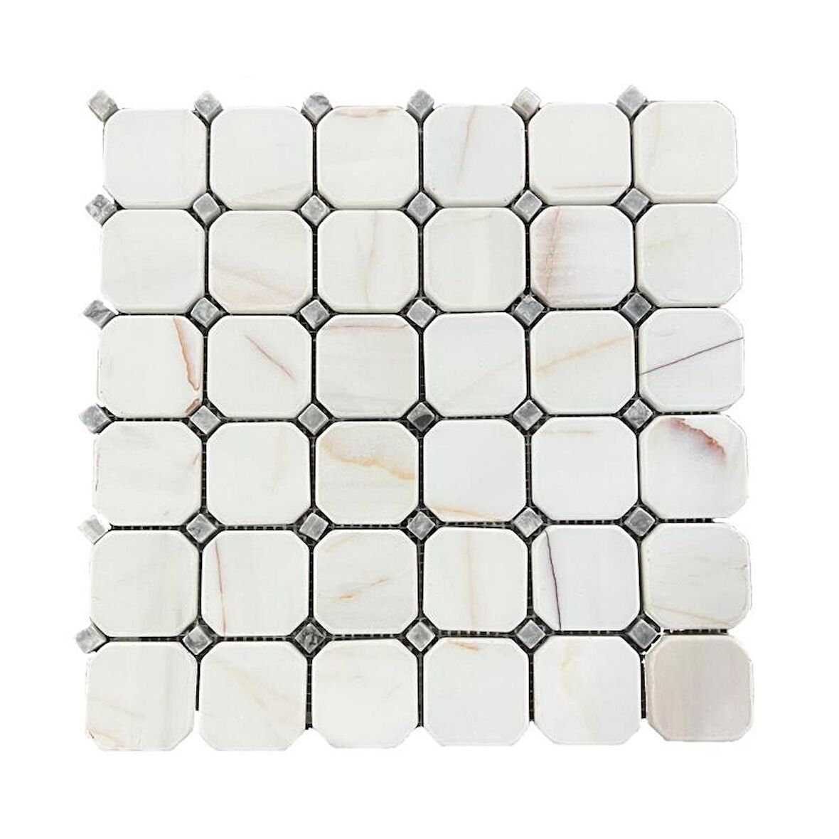 Tuqco Doğal Taş Octagon Dolamit Spider Eskitme Mermer Mozaik Banyo Mutfak Tezgah Arası Duvar Kaplama Döşeme Paneli Fileli