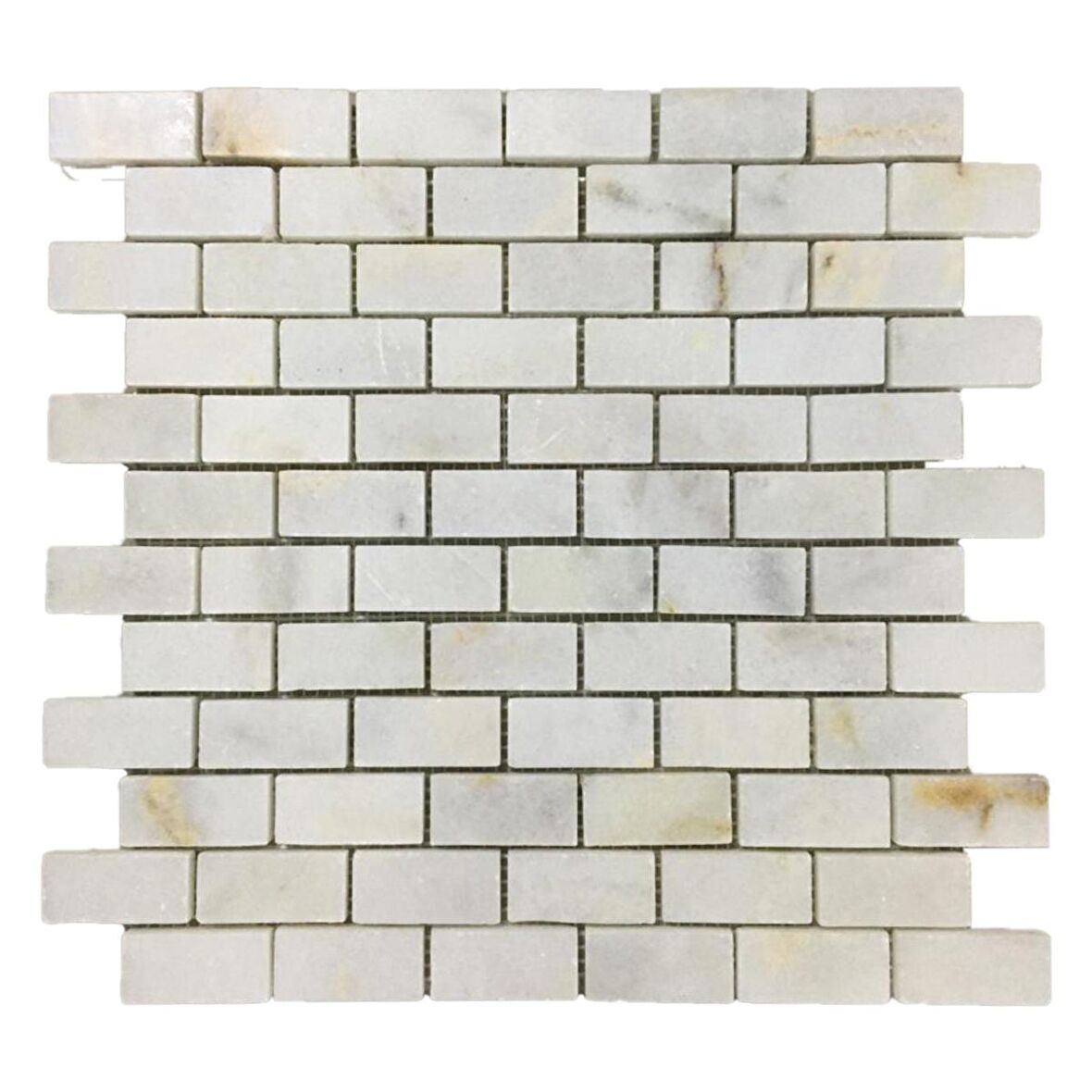 Tuqco Doğal Taş Fileli 2,3 x 4,8 cm Brick Golden Cilalı Mermer Mozaik Banyo Mutfak Tezgah Arası Duvar Kaplama Döşeme Paneli