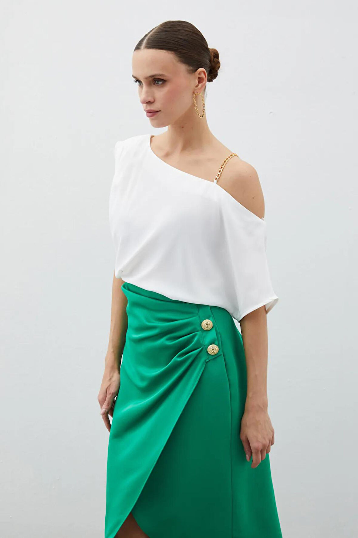 Sateen Zincir Askılı Kadın Bluz 1490-1054