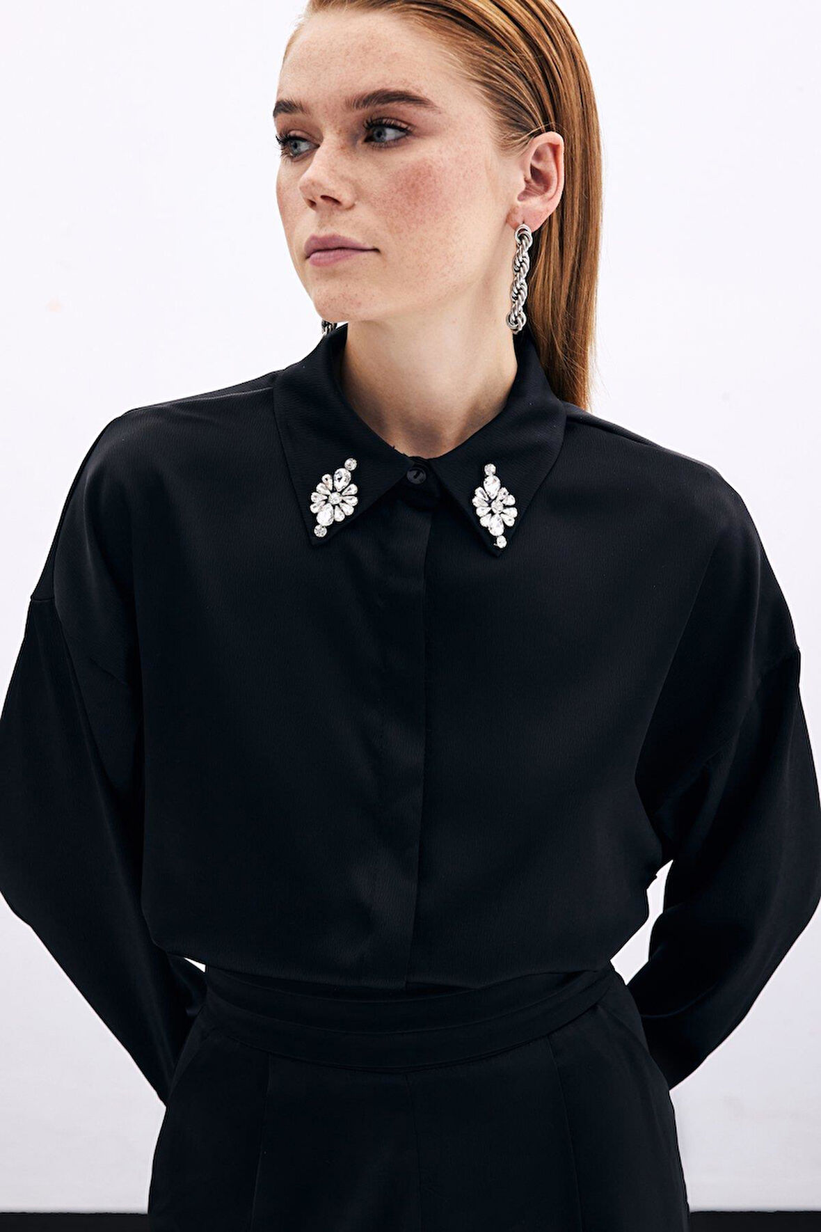 Sateen Aksesuar Detaylı Gömlek 1713-2003