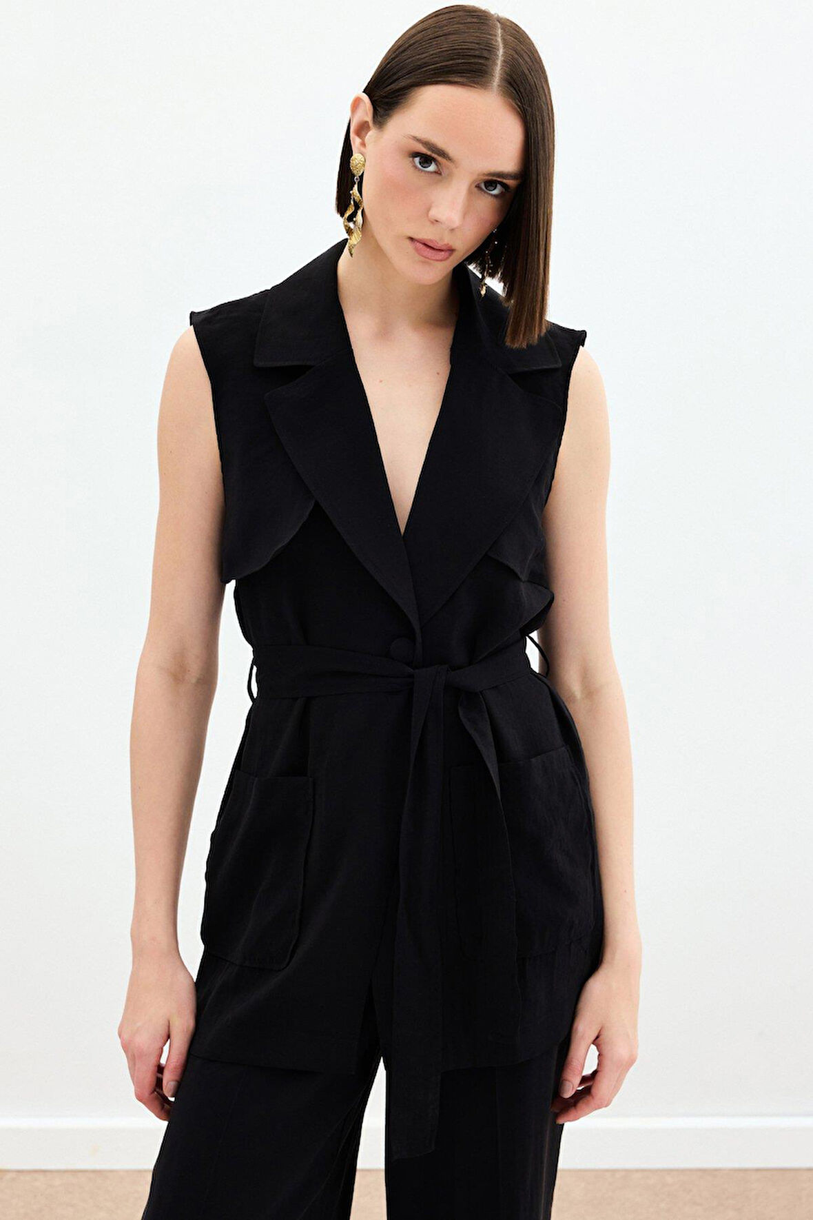 Sateen Kadın Kuşaklı Model Yelek 1804-6037