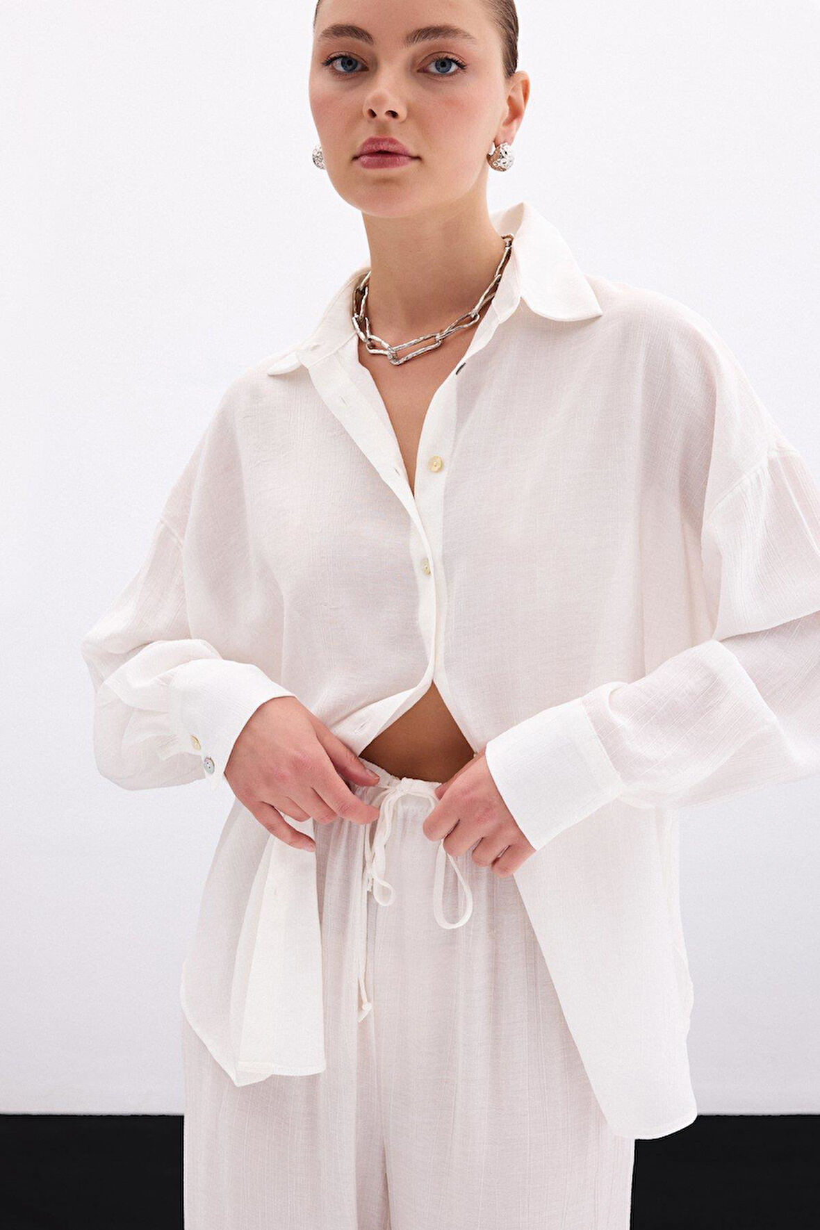 Sateen Kadın Salaş Gömlek 1810-2154