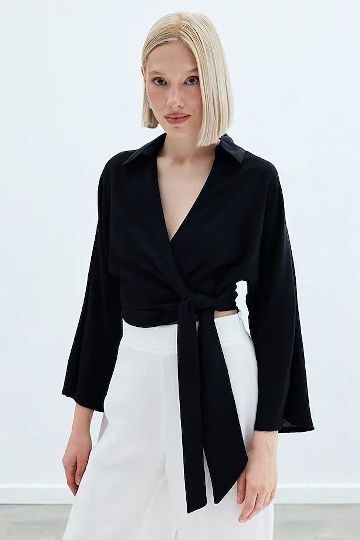 Sateen Kadın Keten Bluz 1822-1220