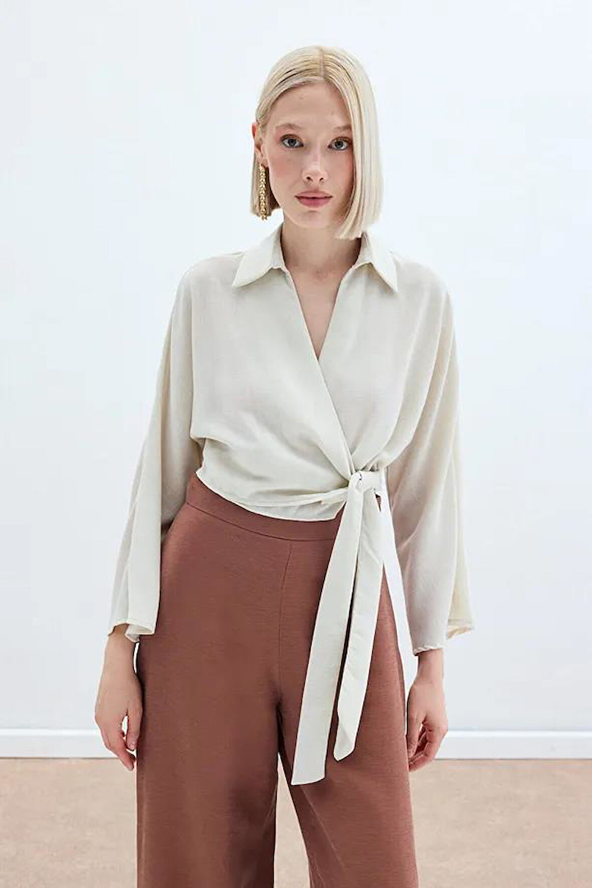 Sateen Kadın Keten Bluz 1822-1220