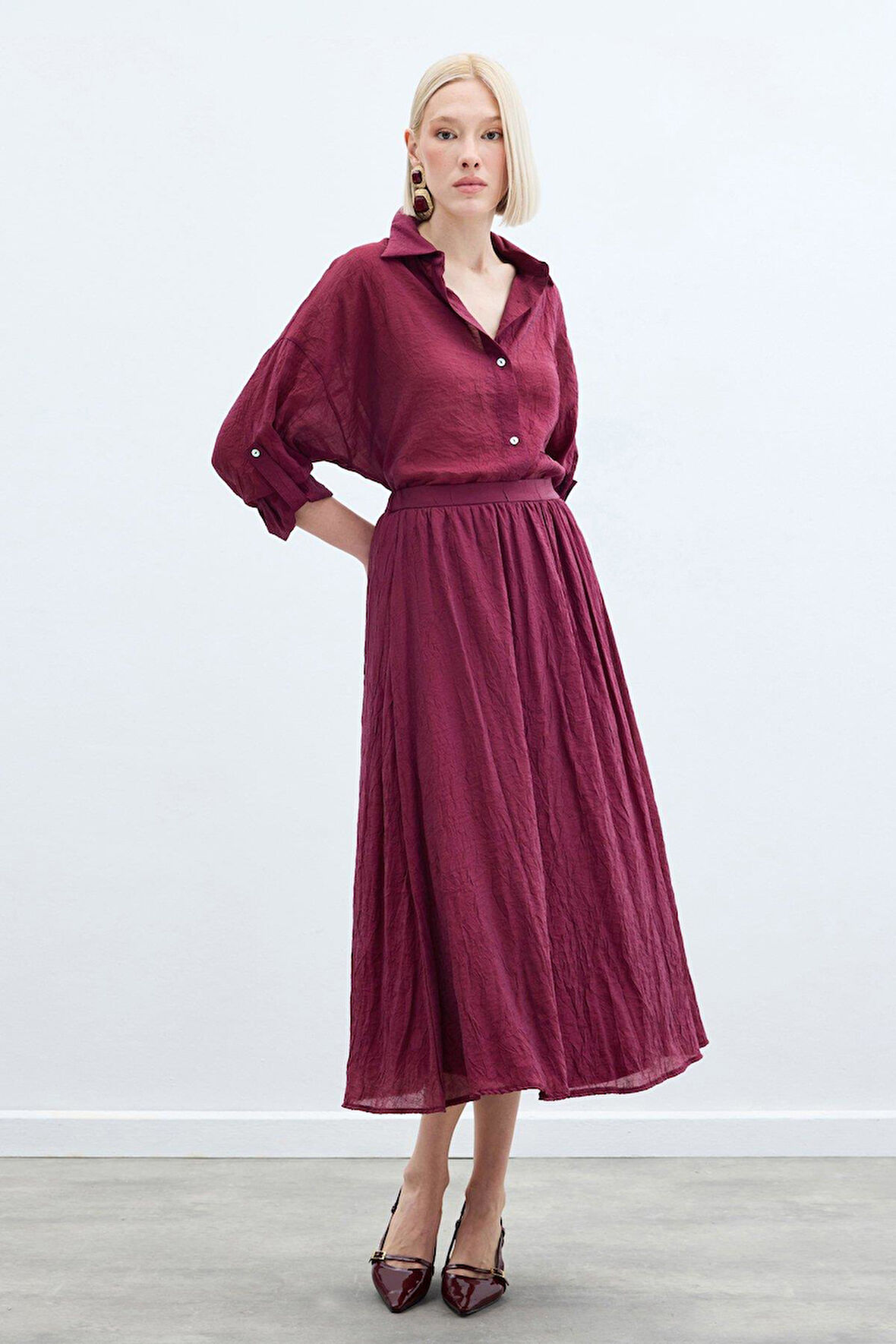 Sateen Kadın Kloş Etek 1840-4089