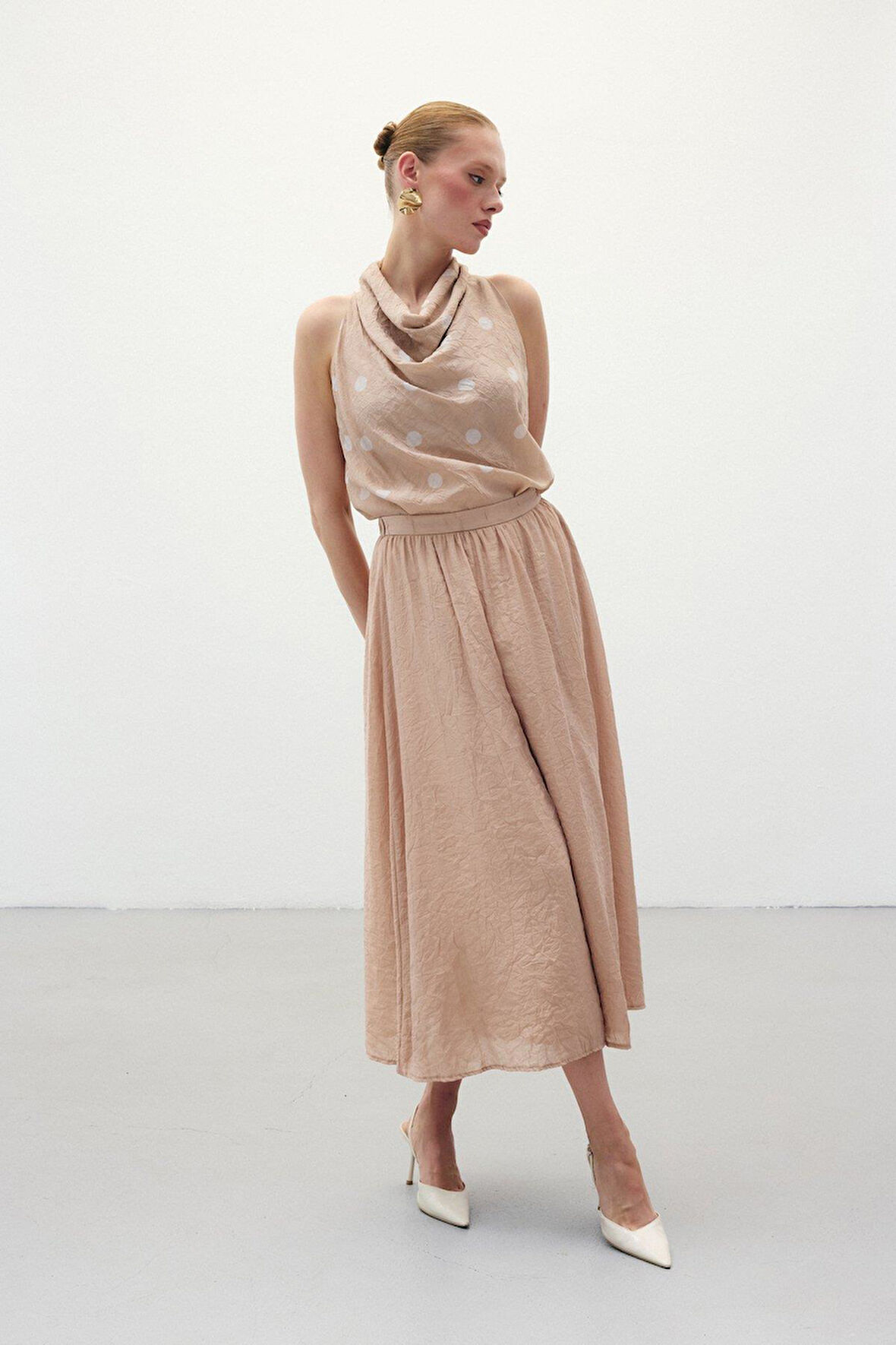 Sateen Kadın Kloş Etek 1840-4089