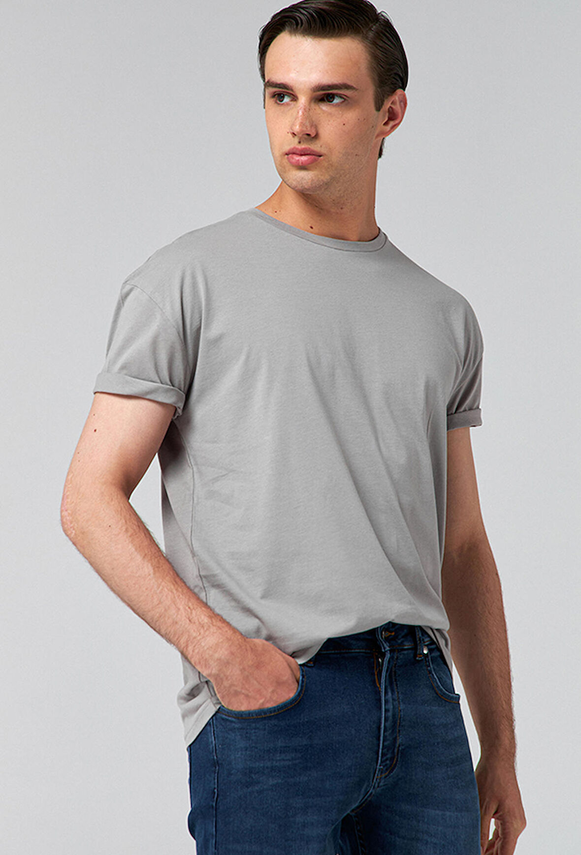 D'S Damat Comfort Gri %100 Pamuk T-Shirt 6HC14ORT02006