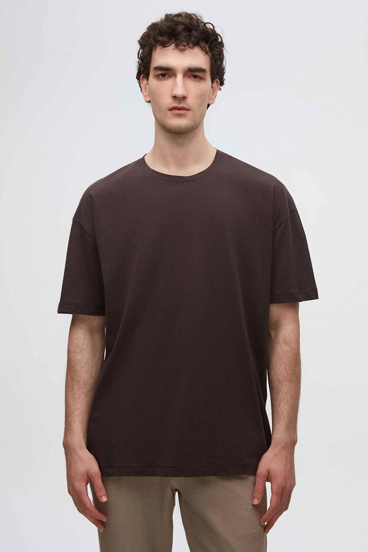 D'S Damat Comfort Kahverengi %100 Pamuk T-Shirt 6HC14ORT02006