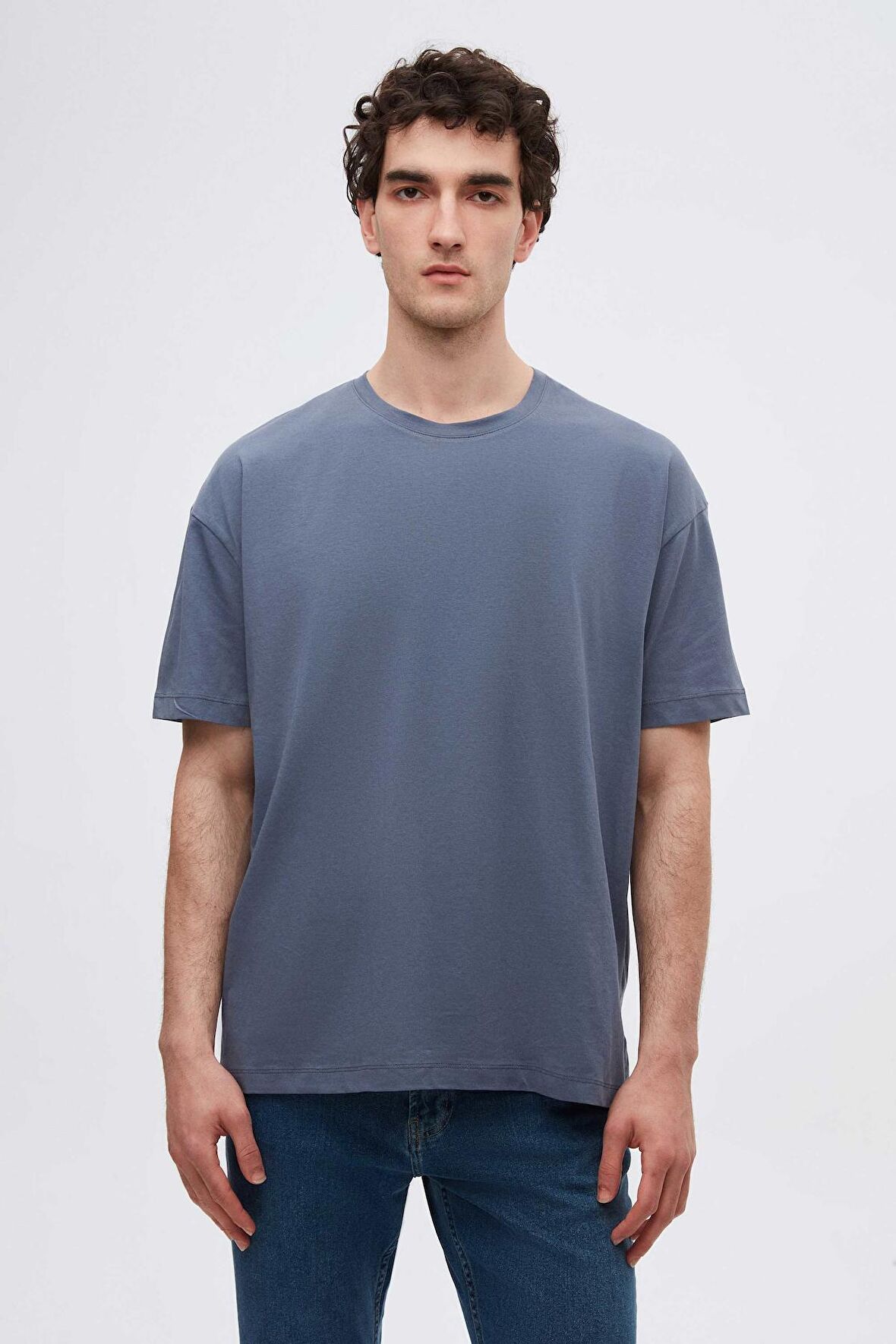 Ds Damat Comfort Füme Bol Kesim %100 Pamuk T-Shirt