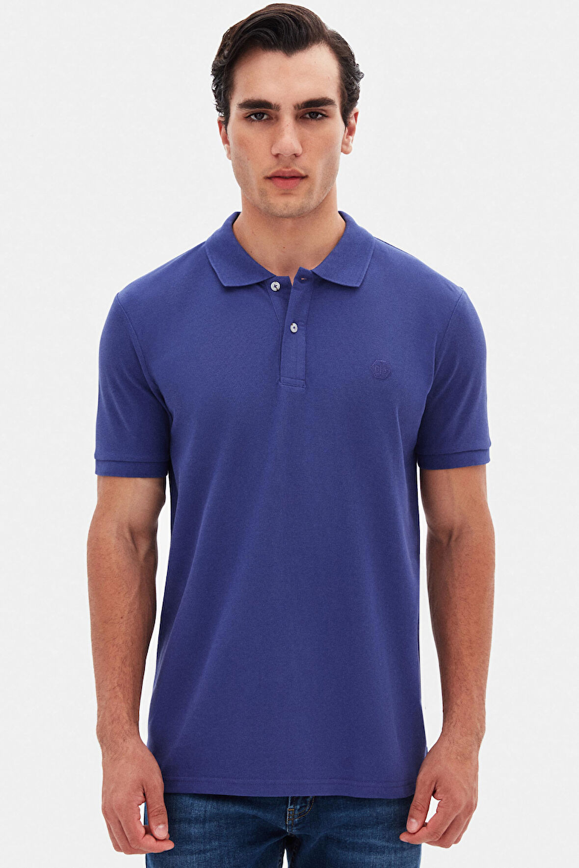 Ds Damat Regular Fit Mor %100 Pamuklu Uzun Ömürlü Kıvrılmaz Polo Yaka Nakışlı T-Shirt