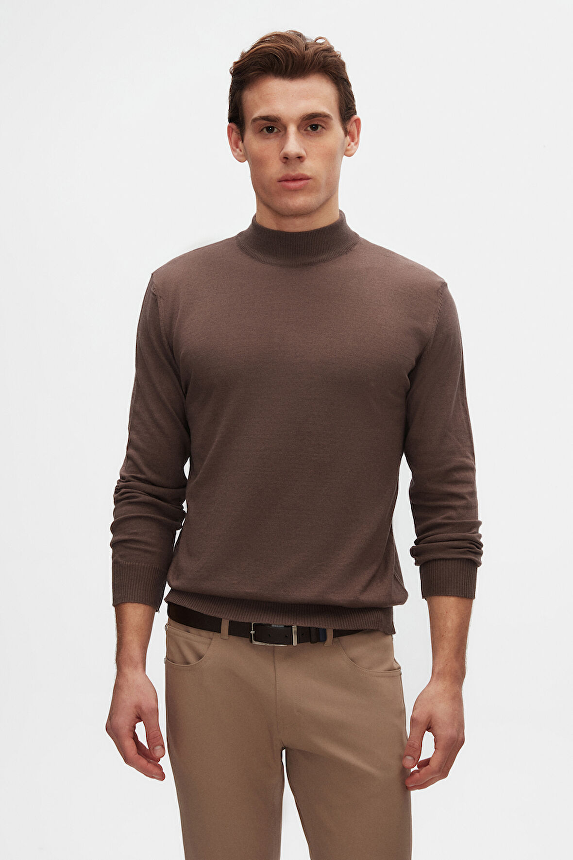 Ds Damat Regular Fit Vizon Pamuk Karışımlı Yarım Balıkçı Triko Kazak 5HF06ORT16275