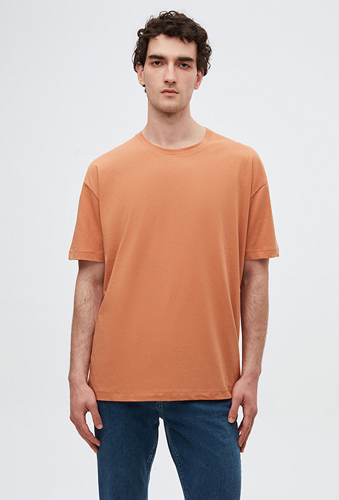 Ds Damat Oversize Tarçın Bisiklet Yaka %100 Pamuk T-Shirt