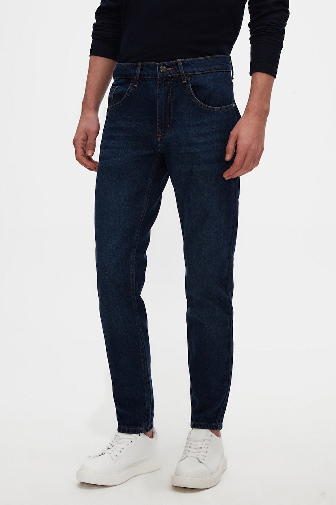 Ds Damat Comfort Fit Lacivert Düz Jean Kot Beş Cepli Likralı Yıkamalı Denim Pantolon