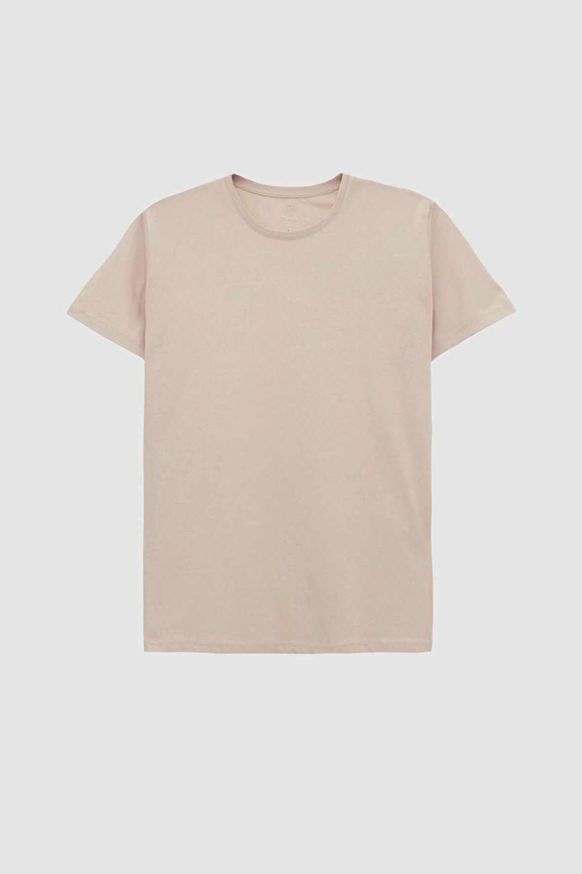 Ds Damat Slim Fit Bej Bisiklet Yaka %100 Pamuklu Nefes Alabilen T-Shirt