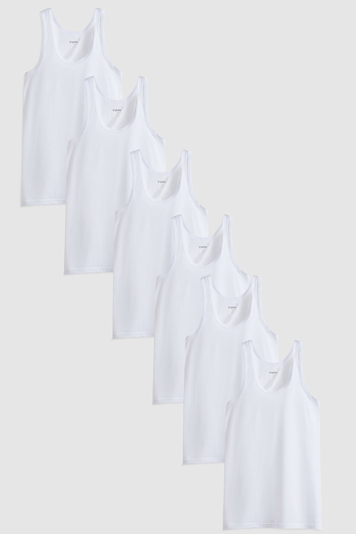 Twn Beyaz Standart Fit Nefes Alabilen Teri Emen %100 Pamuklu 6'Lı Atlet