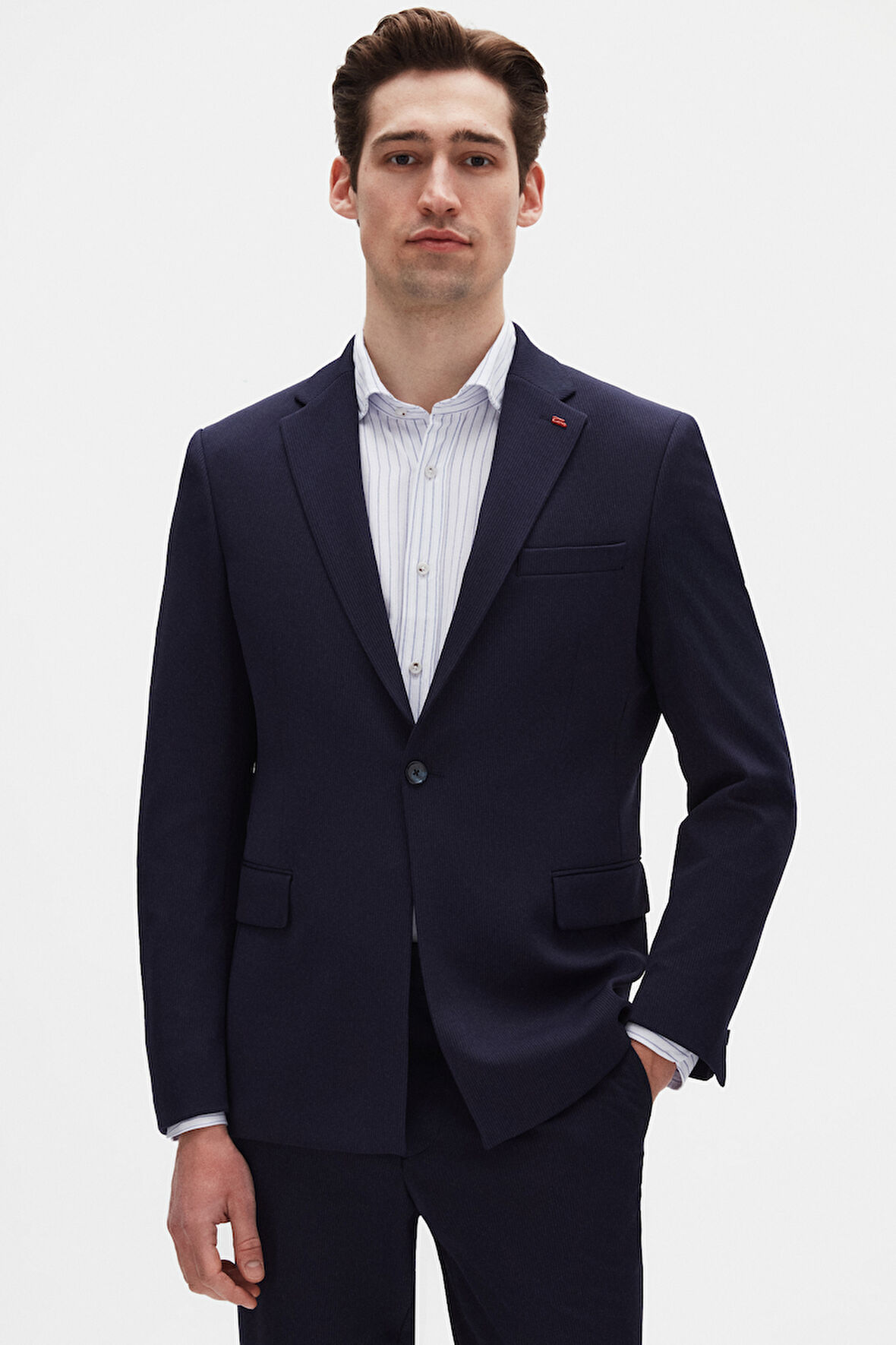 Twn Slim Fit Lacivert Fitilli Örme Takim Elbise 4EC05ORT01566