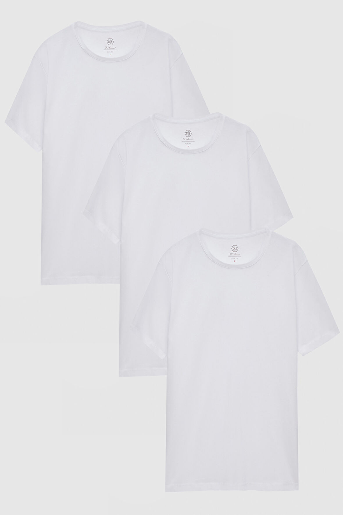 Ds Damat Slim Fit Beyaz 3'Lü T-Shirt