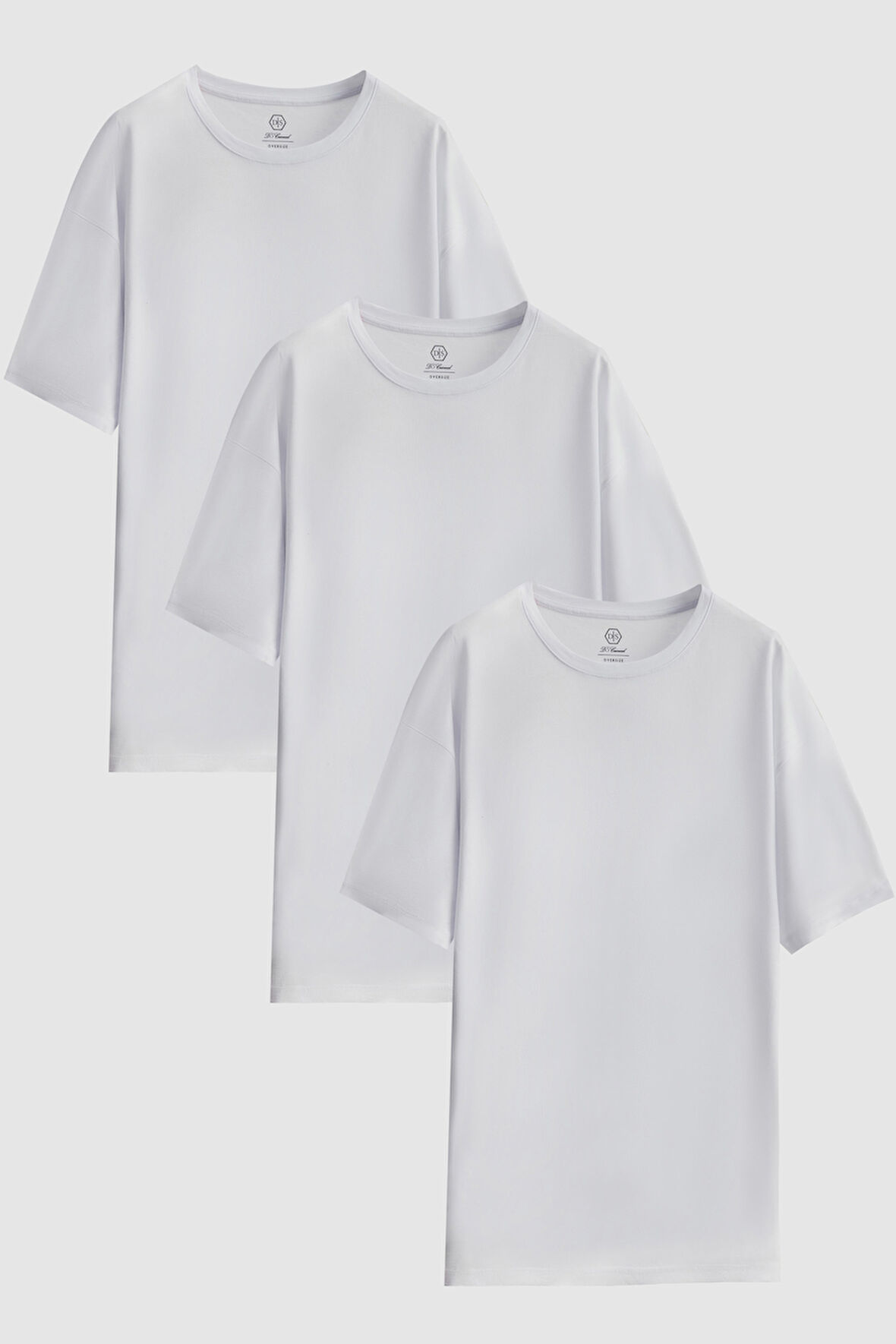 Ds Damat Comfort Beyaz 3'Lü Bol Kesim %100 Pamuk T-Shirt