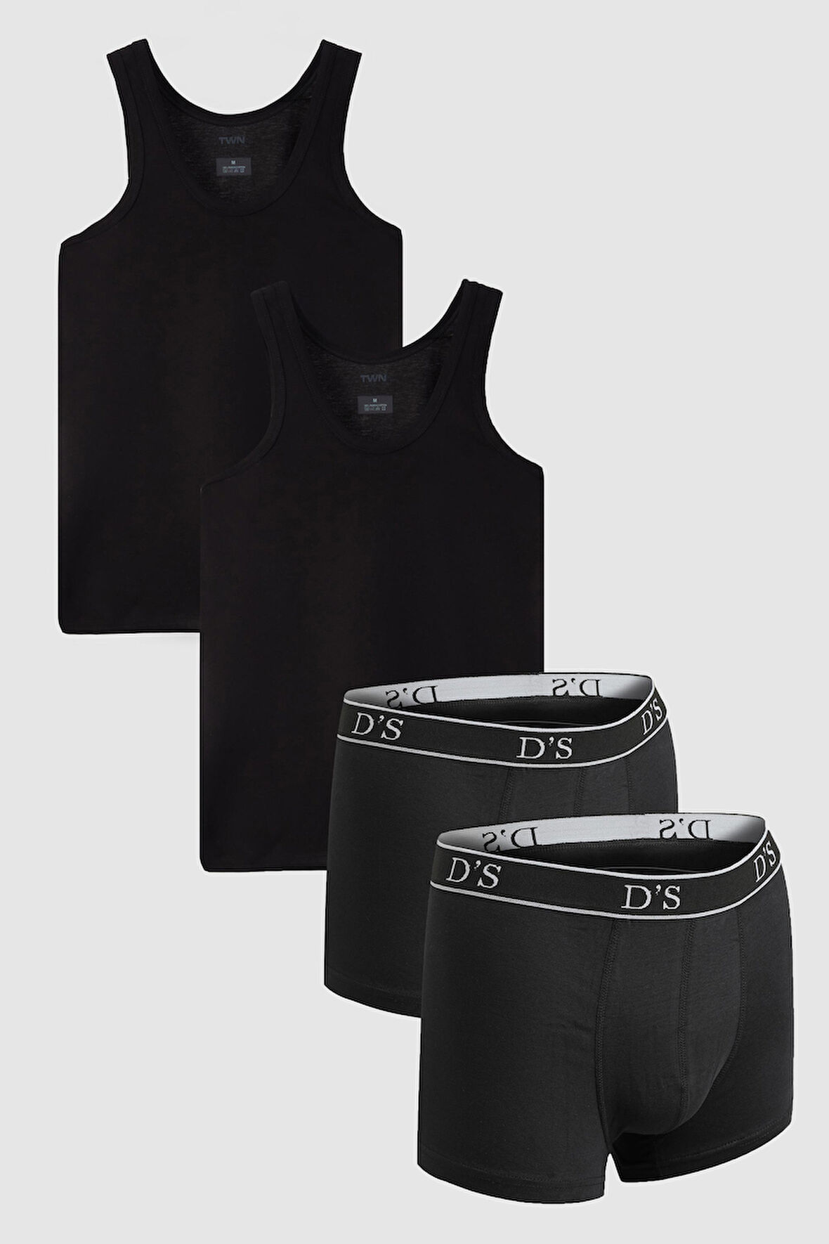 Ds Damat Siyah %100 Pamuk 2'Li Atlet Boxer Takim