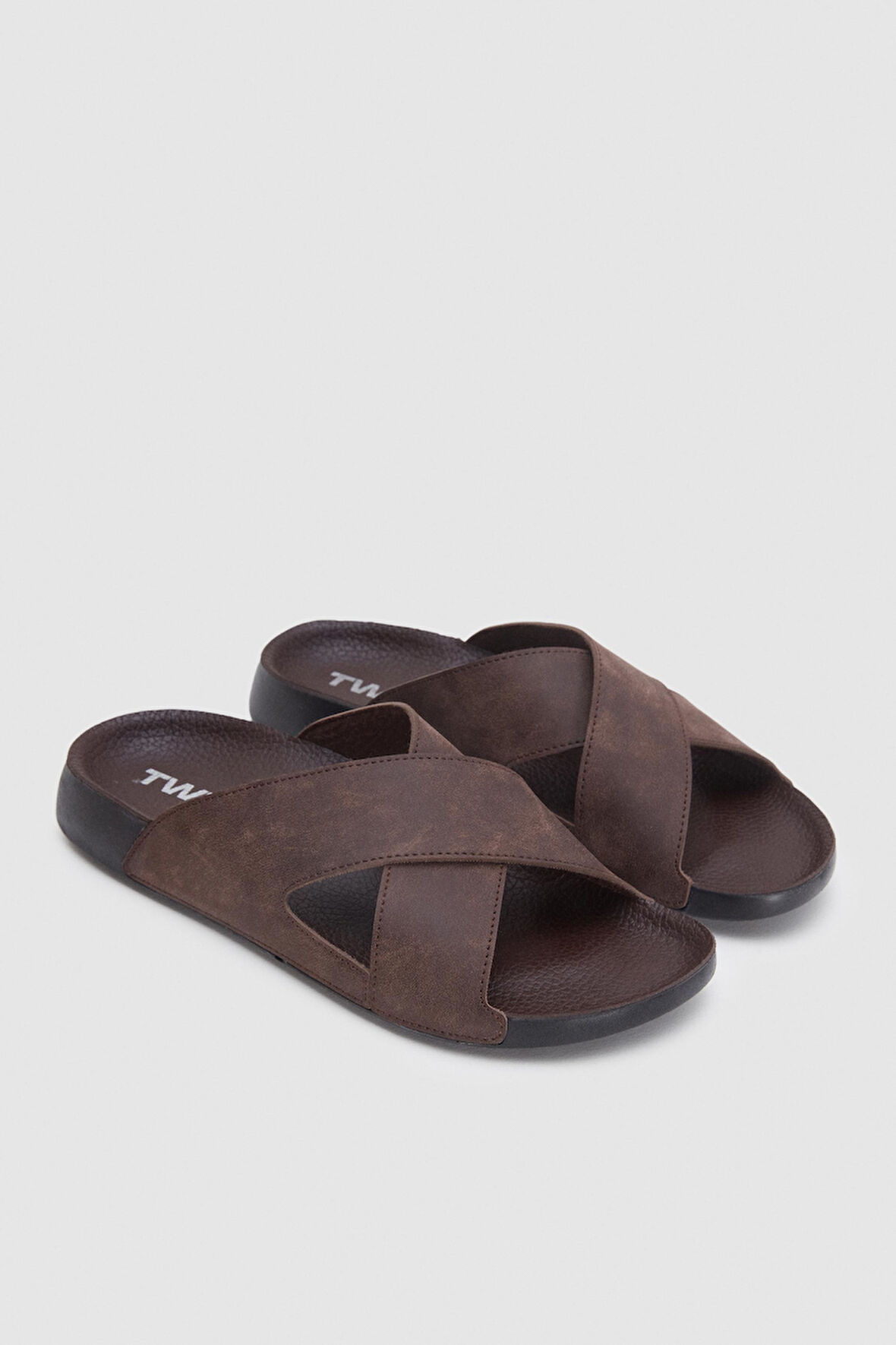 Twn Kahverengi Çapraz Bant Terlik