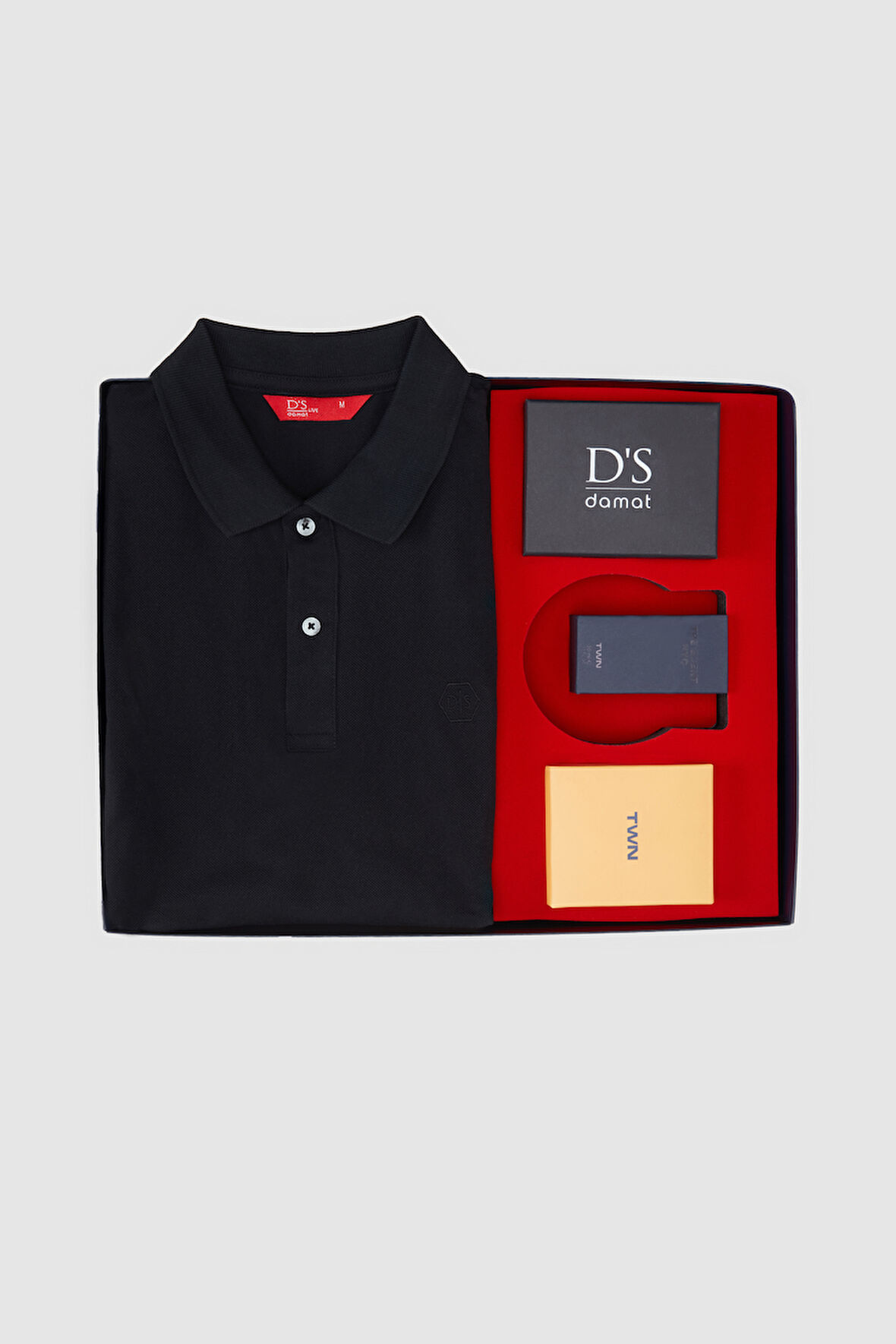 Ds Damat Siyah T-Shirt Cüzdan Parfüm Bileklik Hediye Seti