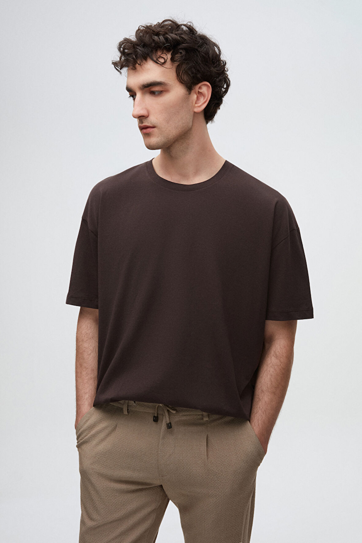 Ds Damat Relaxed Fit Kahverengi %100 Pamuk T-Shirt