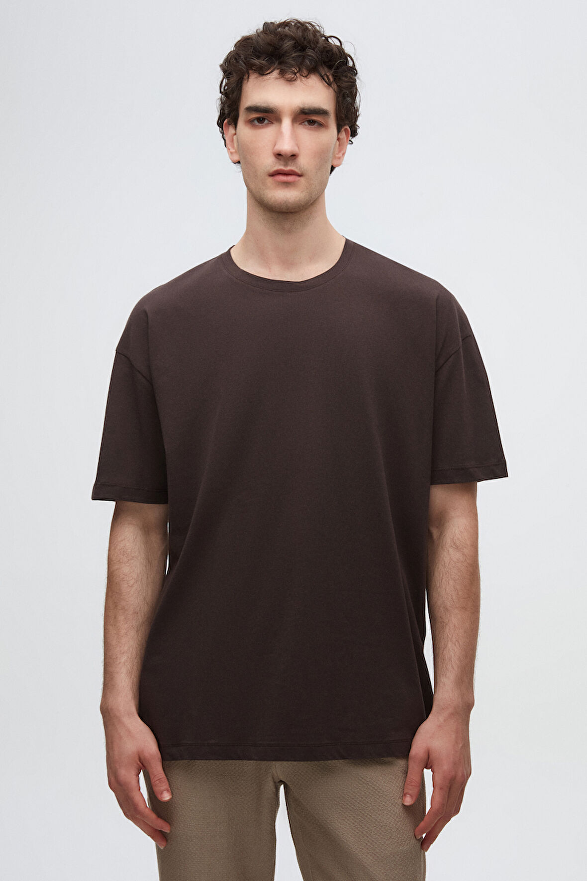 Ds Damat Relaxed Fit Kahverengi %100 Pamuk T-Shirt