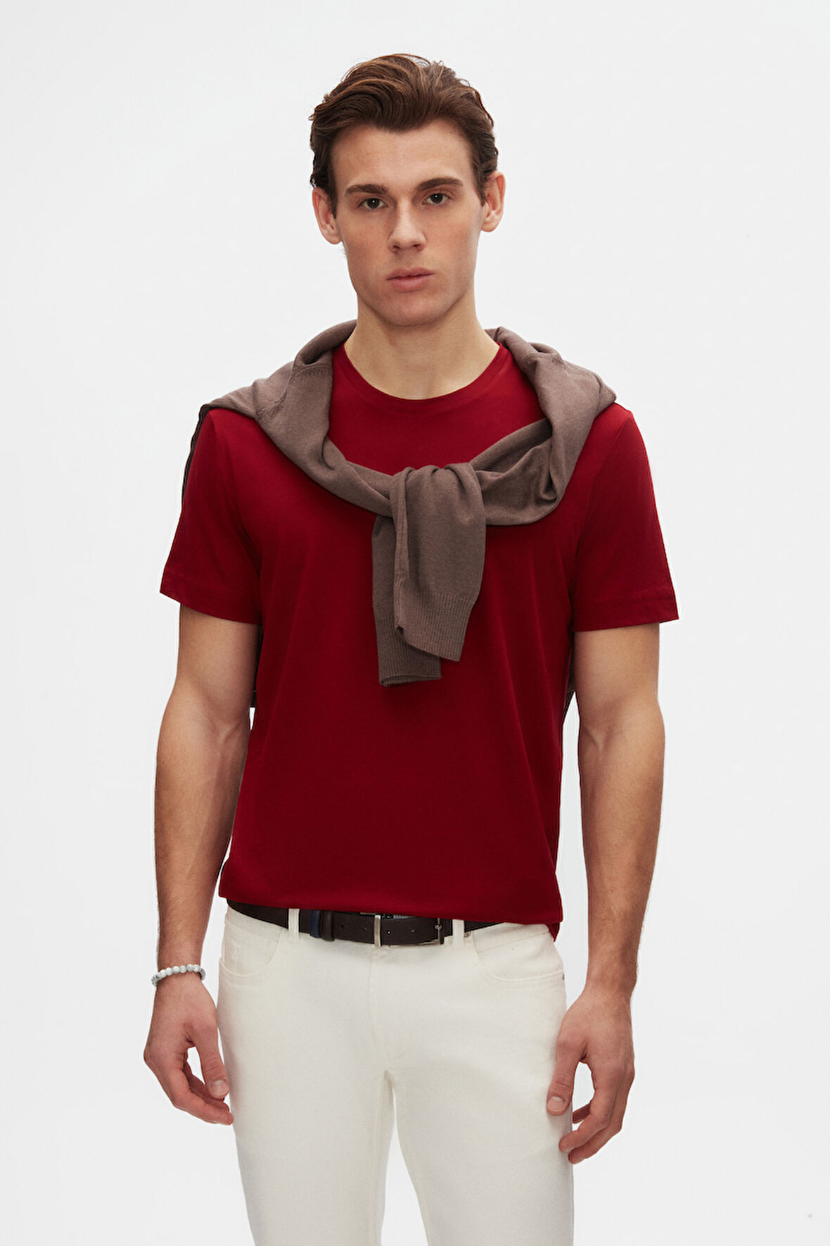 Ds Damat Relaxed Fit Bordo %100 Pamuk T-Shirt