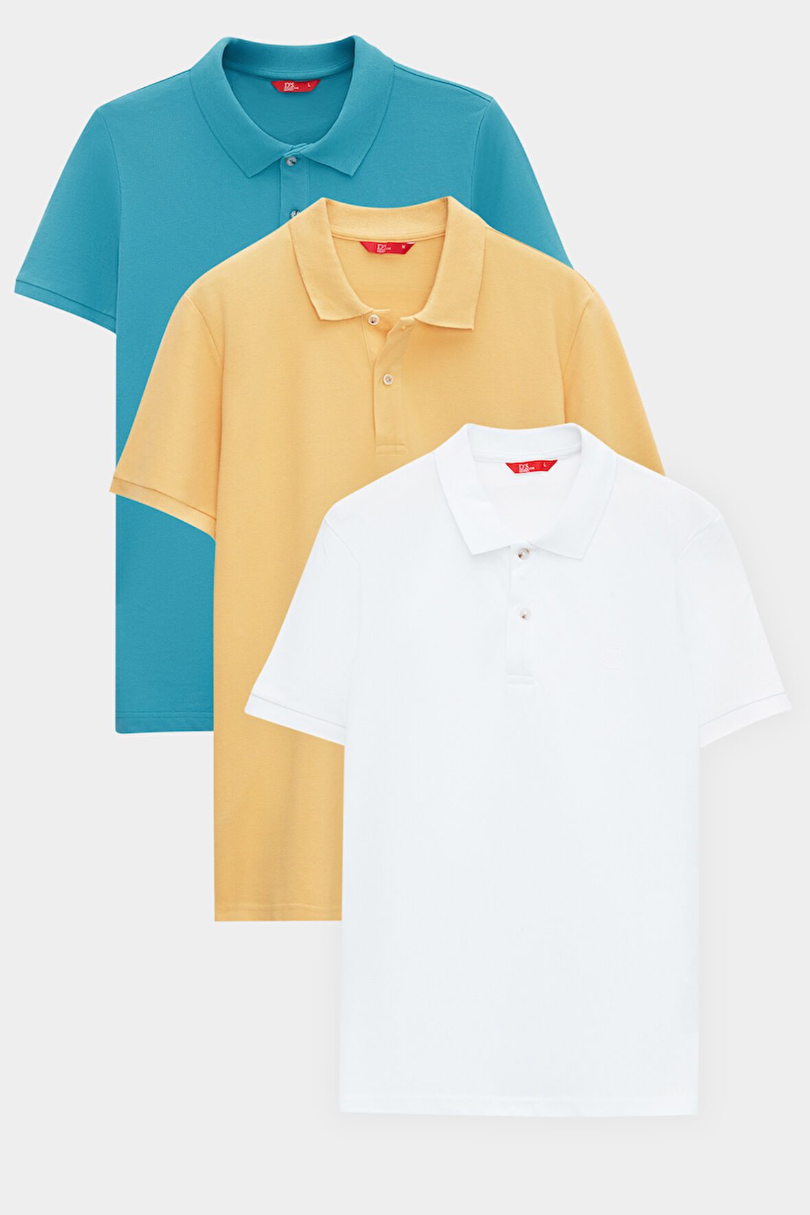 Ds Damat Regular Fit Turkuaz/açık Sarı/beyaz Pike Dokulu %100 Pamuk Polo Yaka T-Shirt 6HC14ORTBN510