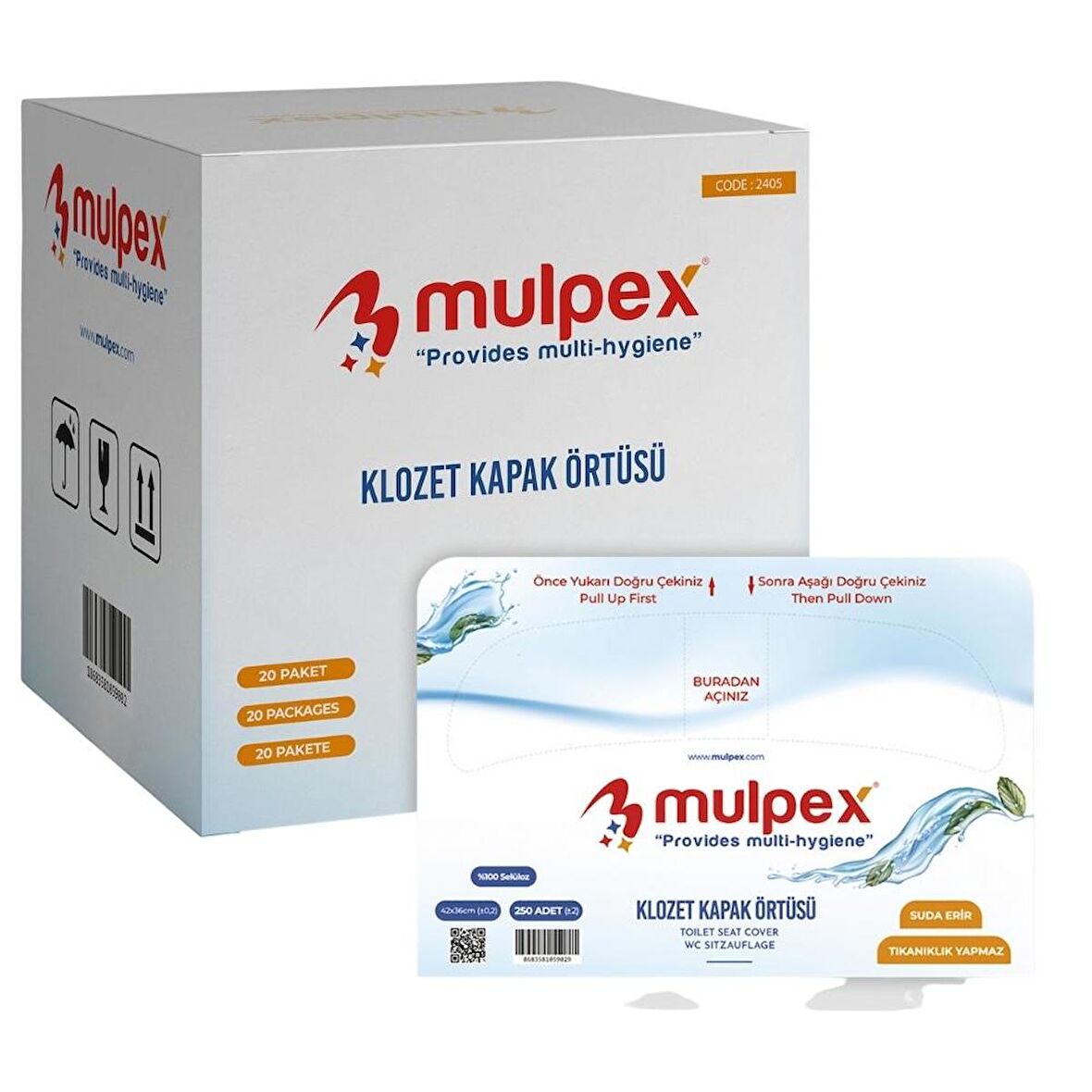 Mulpex Klozet Kapak Örtüsü 1 Pkt. : 250 Adet (%100 Selüloz)