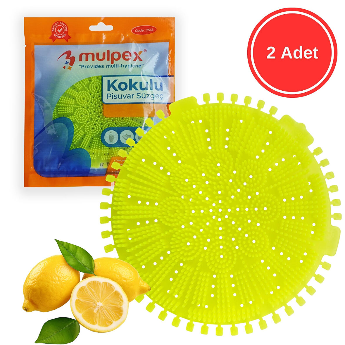 Mulpex Limon Kokulu Pisuvar Süzgeci - 2 Adet - Pisuvar, Küvet ve Lavabolar İçin 15x15 cm