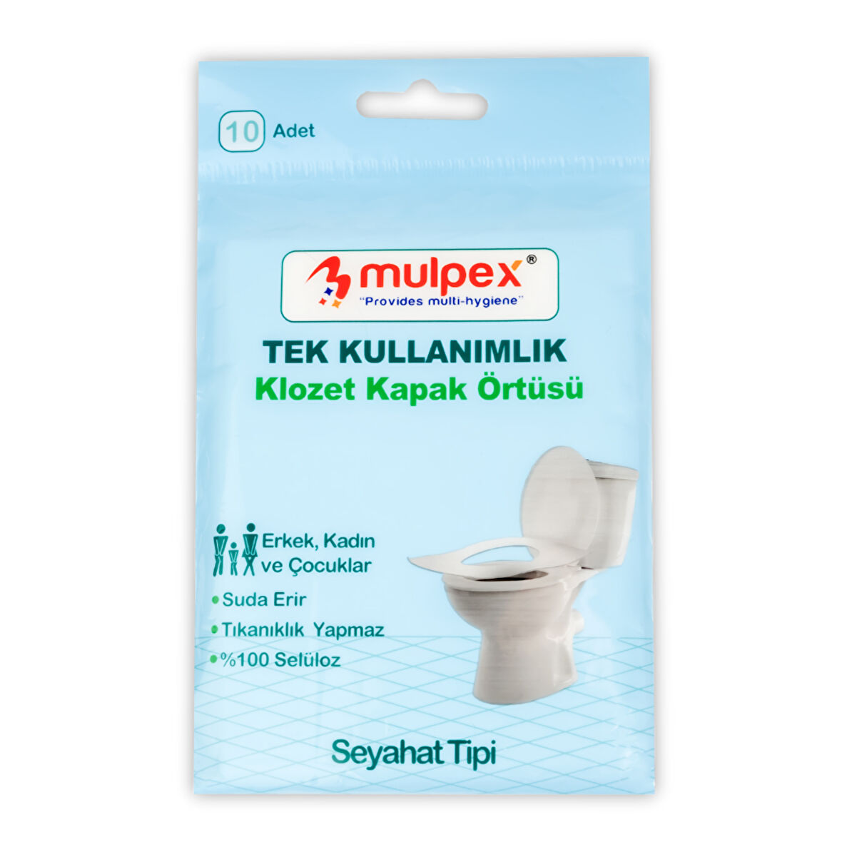 Mulpex Tek Kullanımlık Suda Çözünür Klozet Kapak Örtüsü - 10 lu Paket | Hijyenik ve Pratik Seyahat Aksesuarı