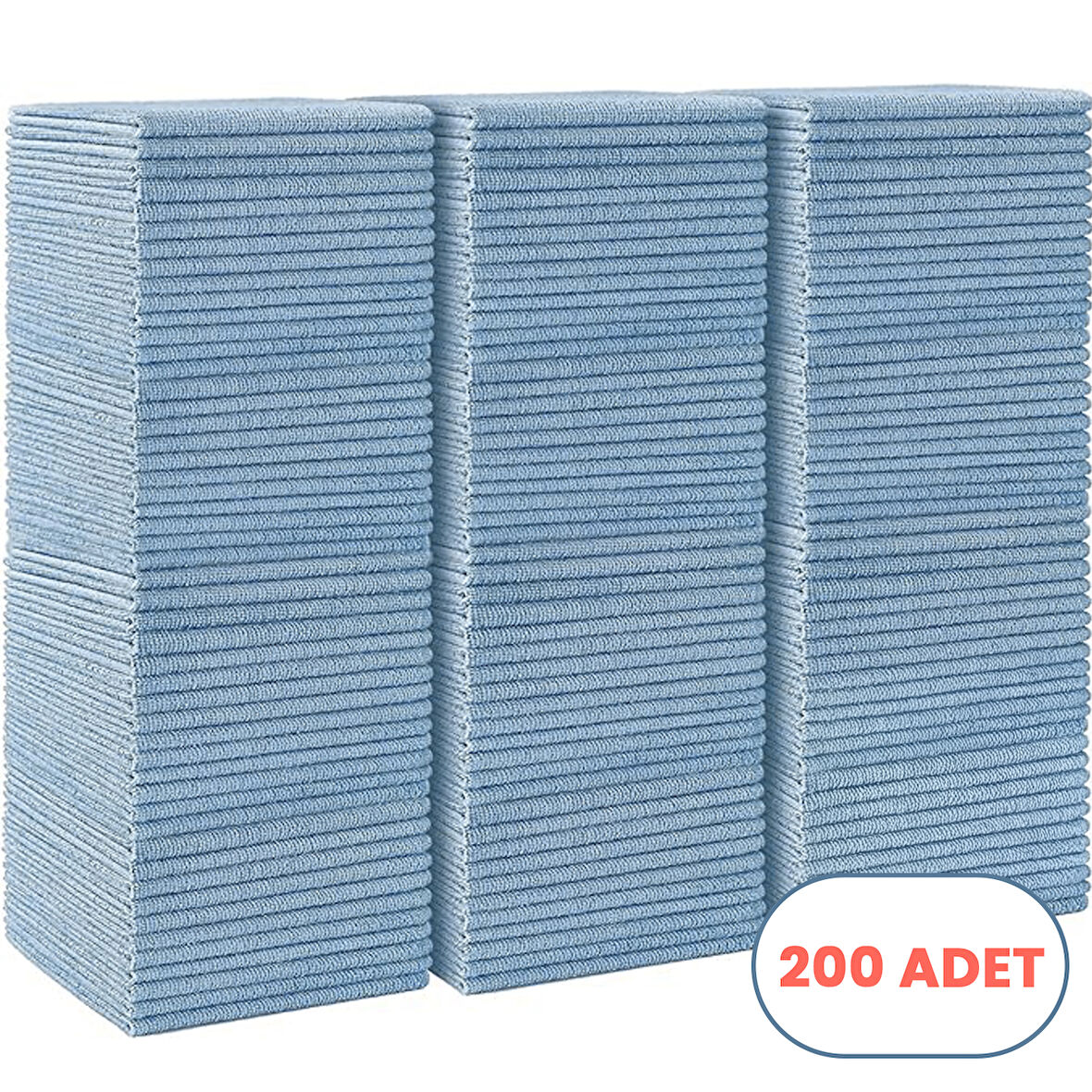 Mulpex Mikrofiber Temizlik Bezi 200 Adet - 40x40 cm, 375 GSM, Parlak Dokulu, 60 gr ±2, Yüksek Emici, İz Bırakmaz