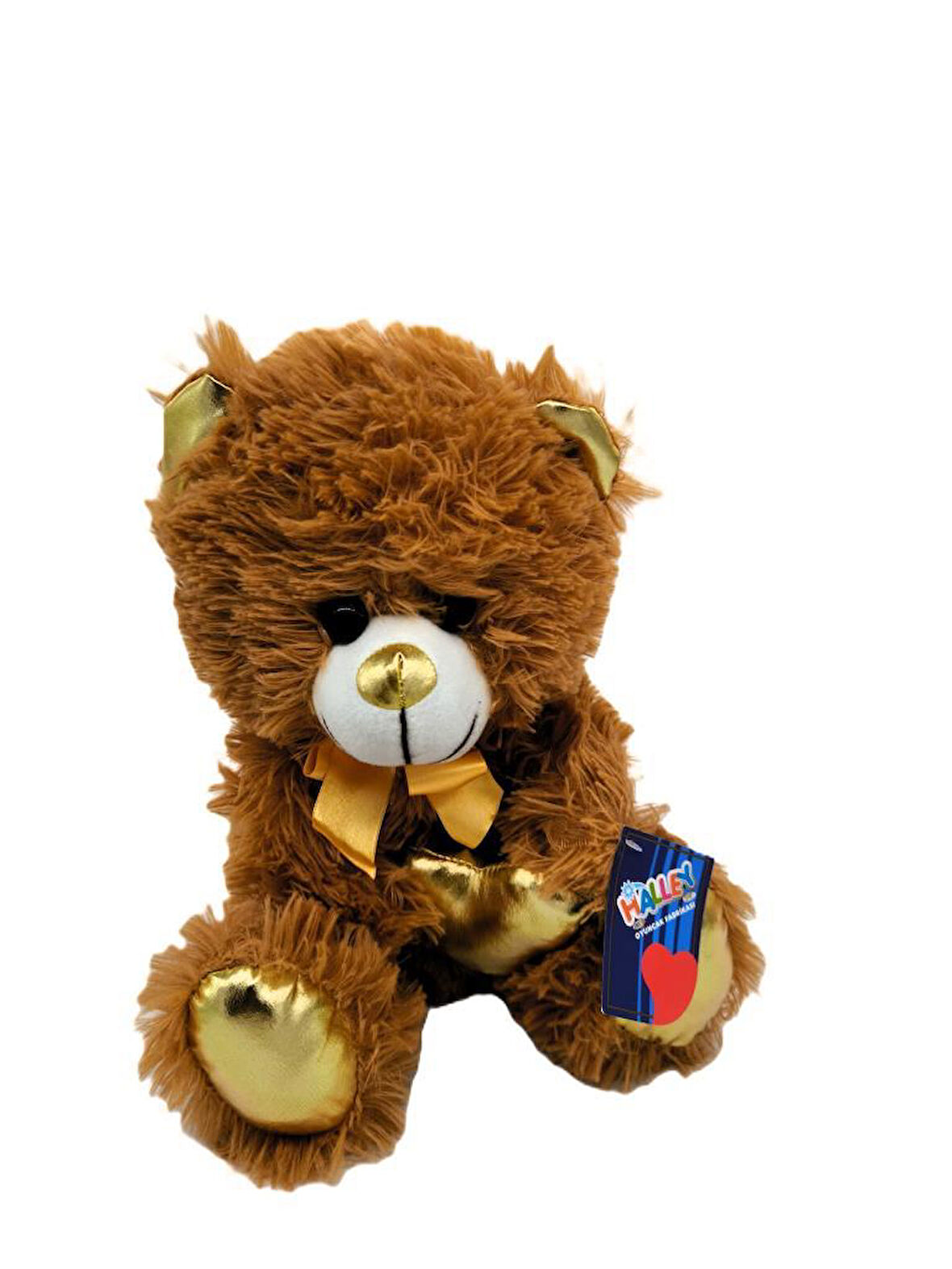 Parlak Kalpli Kahverengi Tüylü Peluş Ayı 30 cm