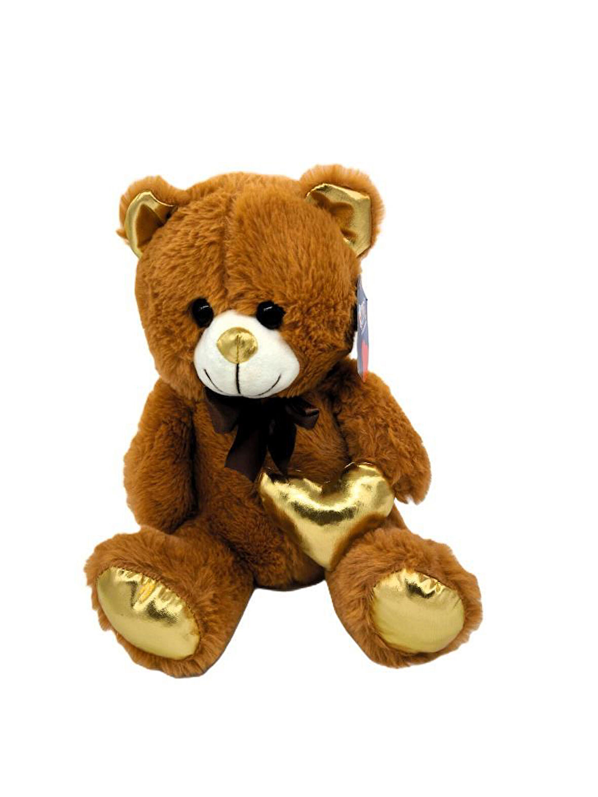 Parlak Kalpli Kahverengi Peluş Ayı 30 cm