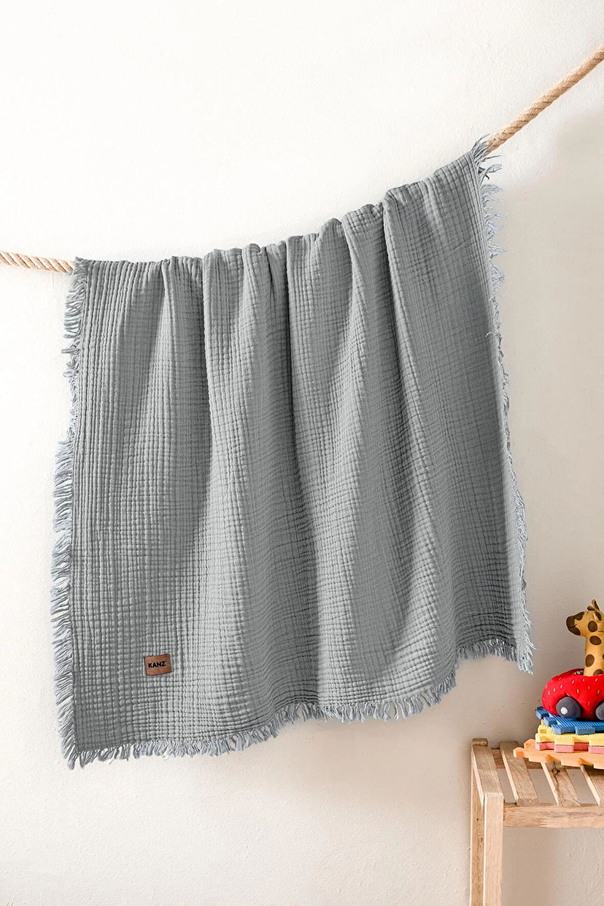 Kanz Bebek 4 Kat Müslin Örtü Knz-027 Gri
