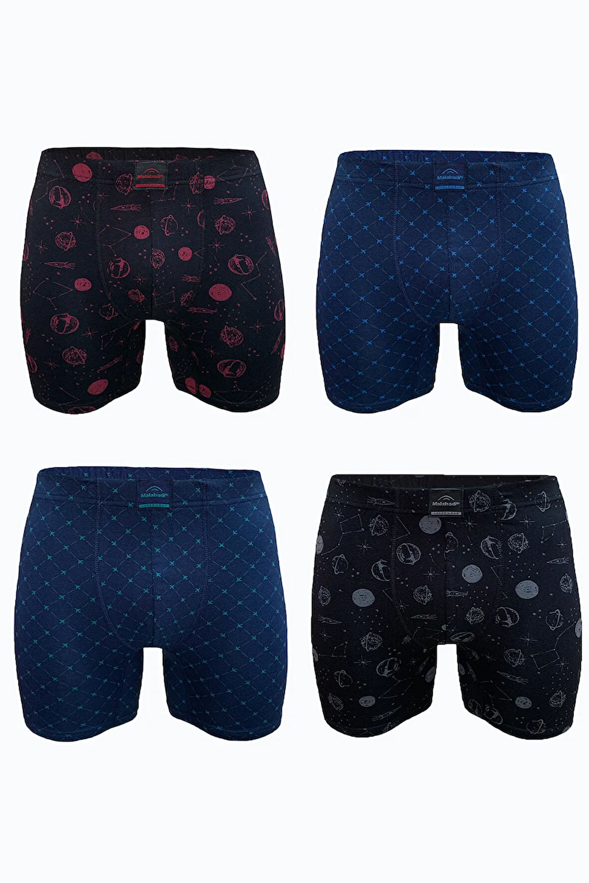 Erkek Desenli 4 lü Premium Collection Modal Uzun Boxer 4M250