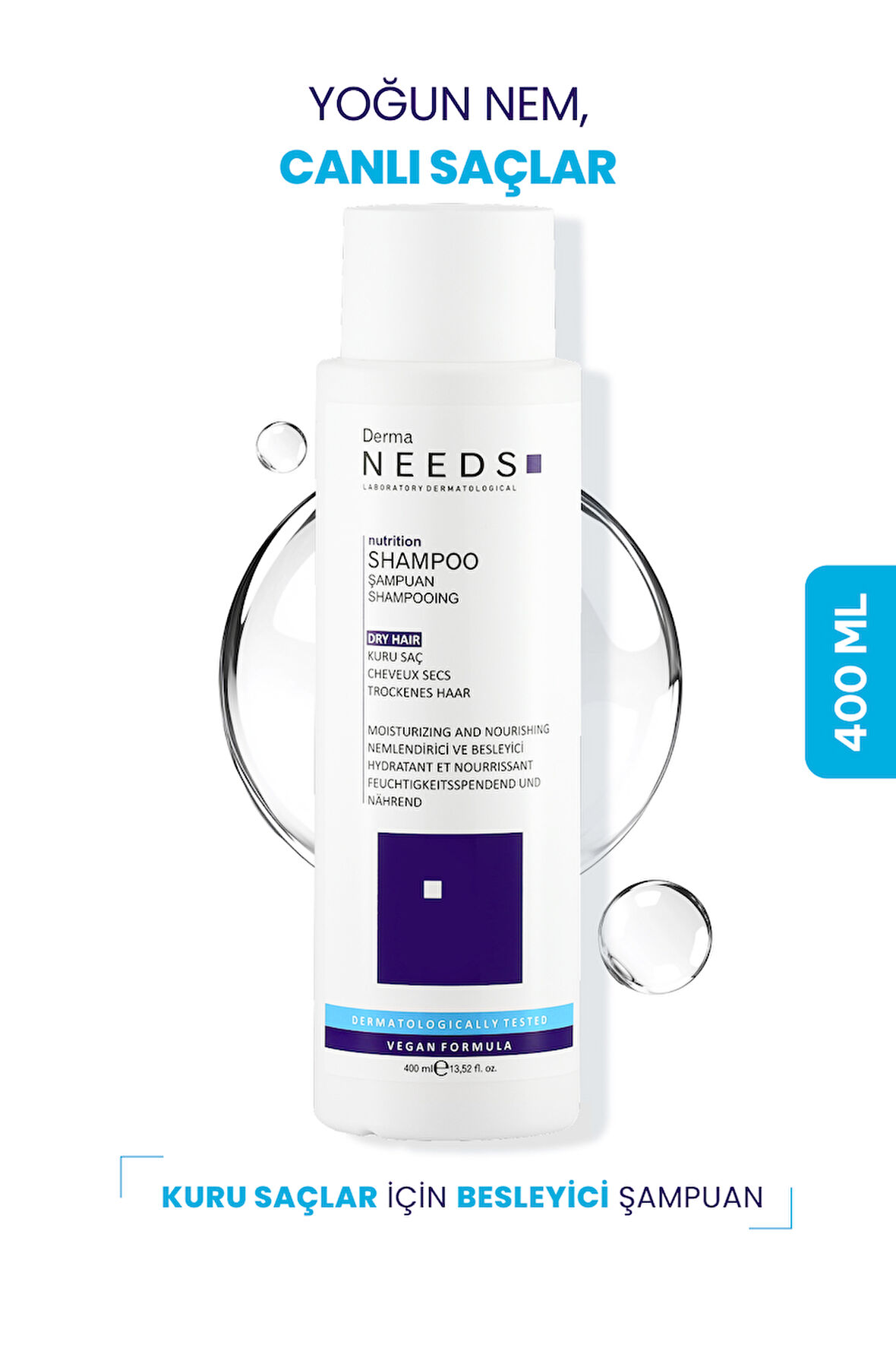 Yıpranmış ve Kuru Saçlar için Şampuan 400ml| Besleyici | Biotinli, B5 Vitaminli, Protein |Sülfatsız