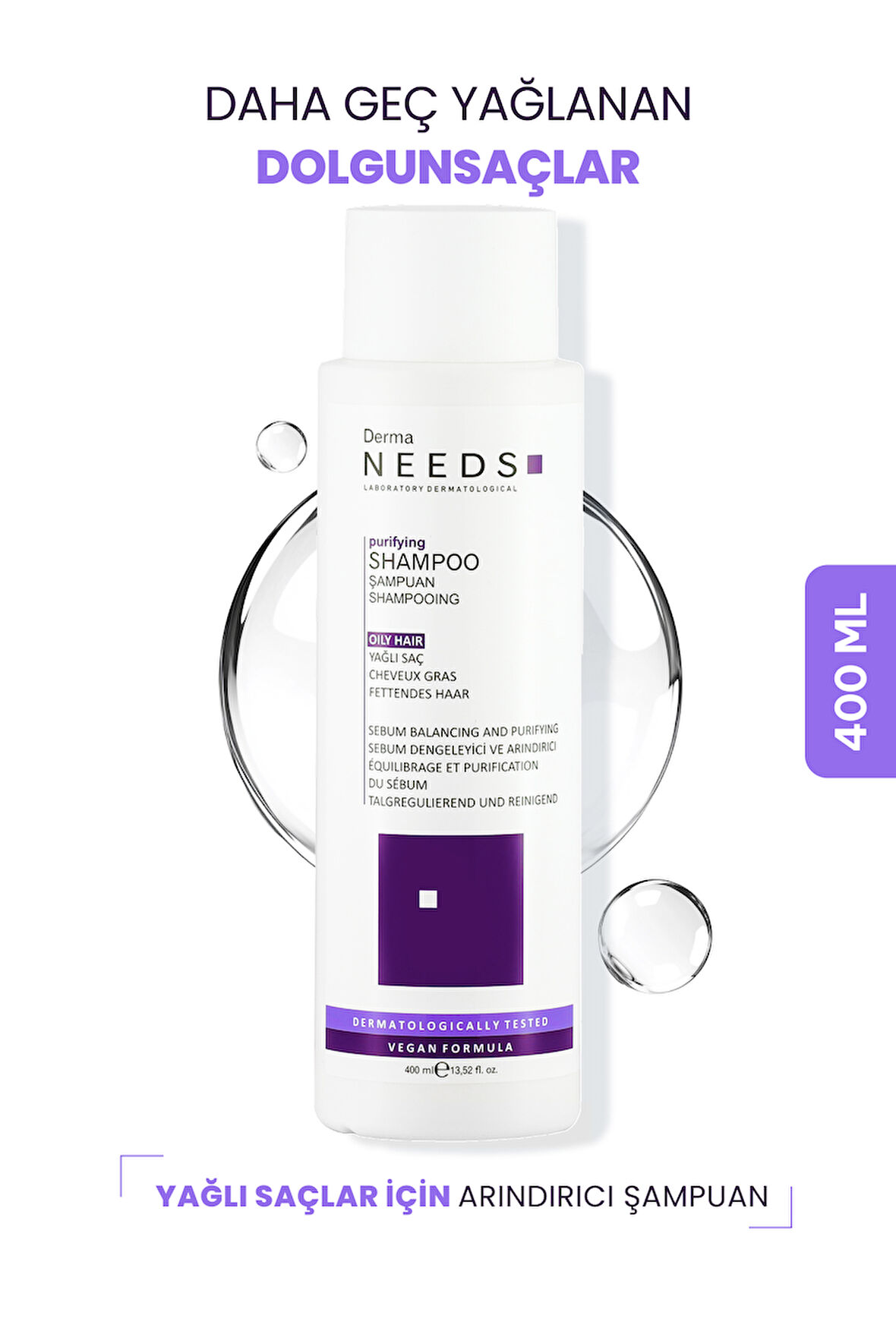 Yağlı Saçlar İçin Şampuan Şampuan 400ml |Sebum Dengeleyici| Biotinli, Sülfatsız, B5 Vitaminli 