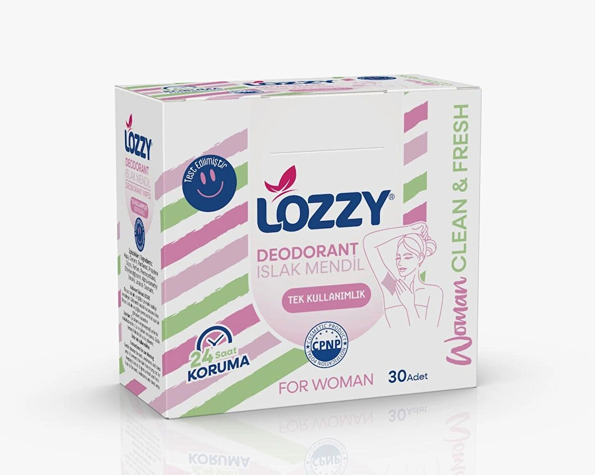 Lozzy Kadınlar İçin Deodorant Mendilleri - Tek Kullanımlık - Alüminyumsuz - pH Dengeli - Hipoalerjenik - Doğal ve Etkili İçerikler - Seyahat Dostu - Lavanta Kokulu - 30'lu Vücut Mendili Paketi