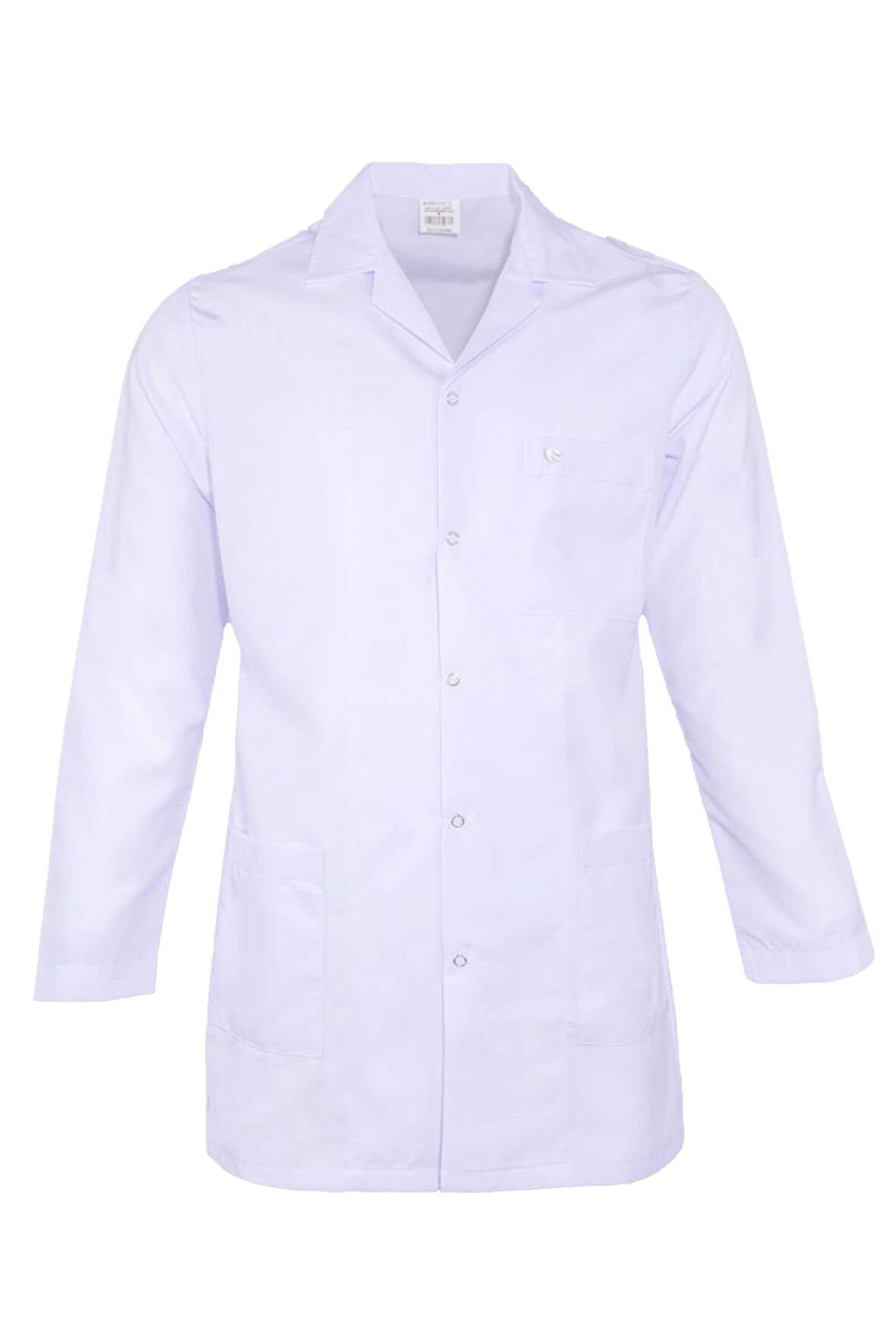 Hedera Erkek Önlük Beyaz Renk Düğmeli Uzun Kollu Temiz Görünümlü Profesyonel İş Önlüğü