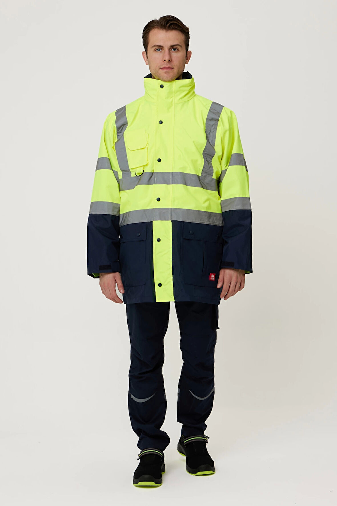 Eradium 5N1 Reflektörlü İş Güvenliği Parkası - Su ve Rüzgar Geçirmez, Yüksek Görünürlüklü Kışlık Mont